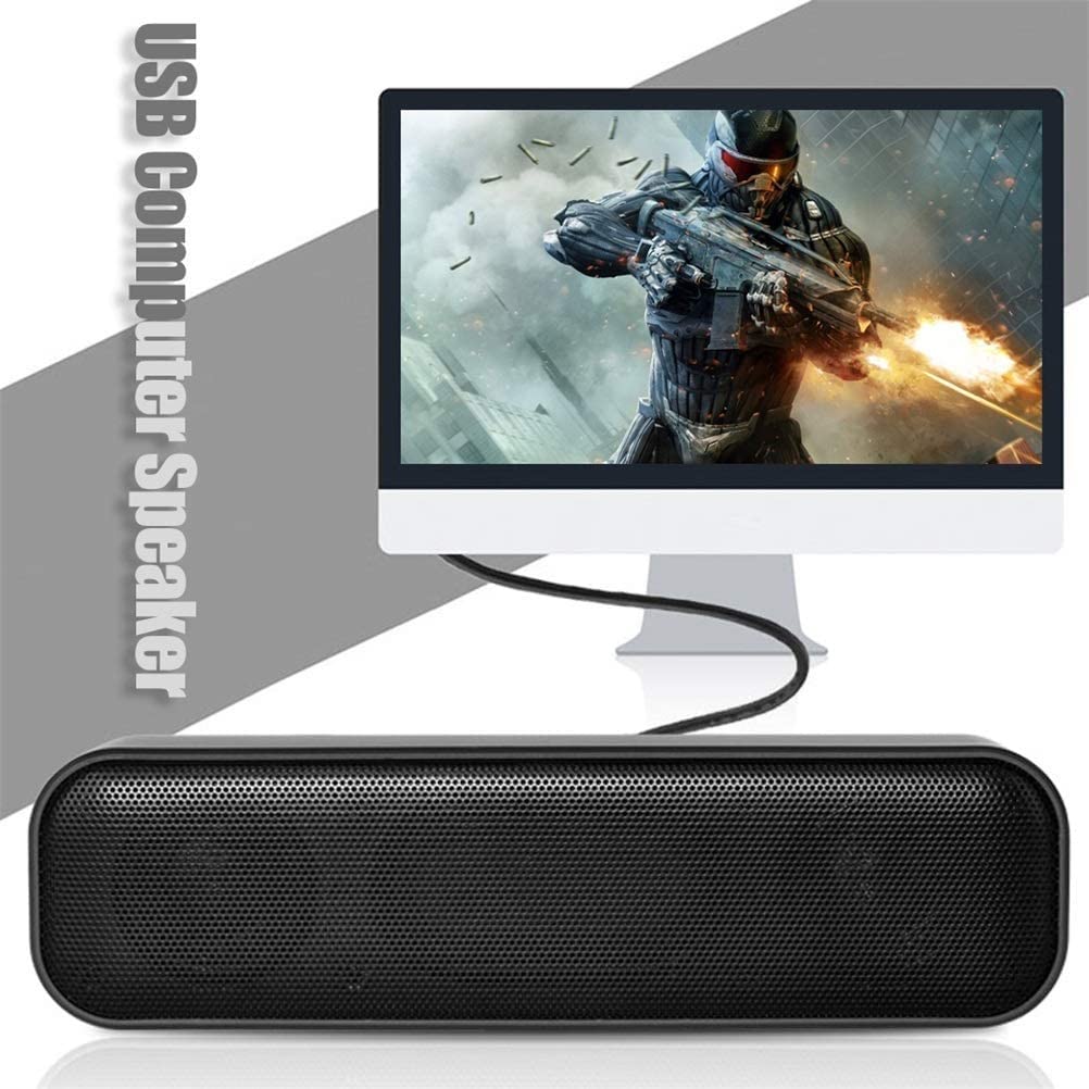 USB Powered Mini Soundbar for Desktop, Laptop, TV - Compact Wired Computer Speakers for Home Office, Gaming, and Multimedia Use