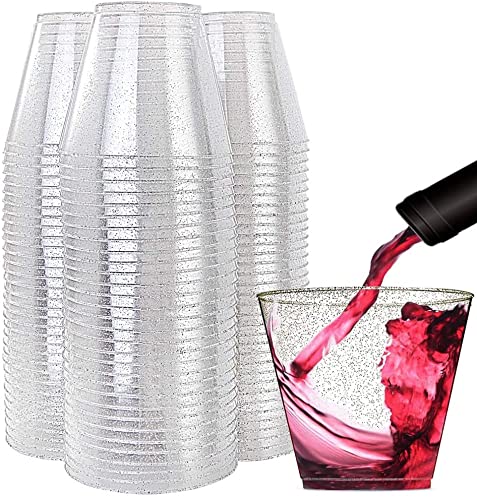200-Pack 9oz Silver Disposable Cups & 120-Pack Silver Plastic Plates for Parties, Weddings, and Events - Elegant Tableware Set
