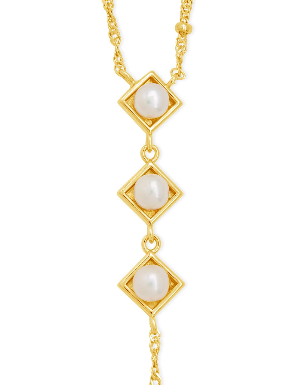 Elegant Reine Triple Pearl Lariat Necklace | 18K Gold Plated Dainty Layering Jewelry for Women | Perfect for Weddings, Date Nights & Special Occasions