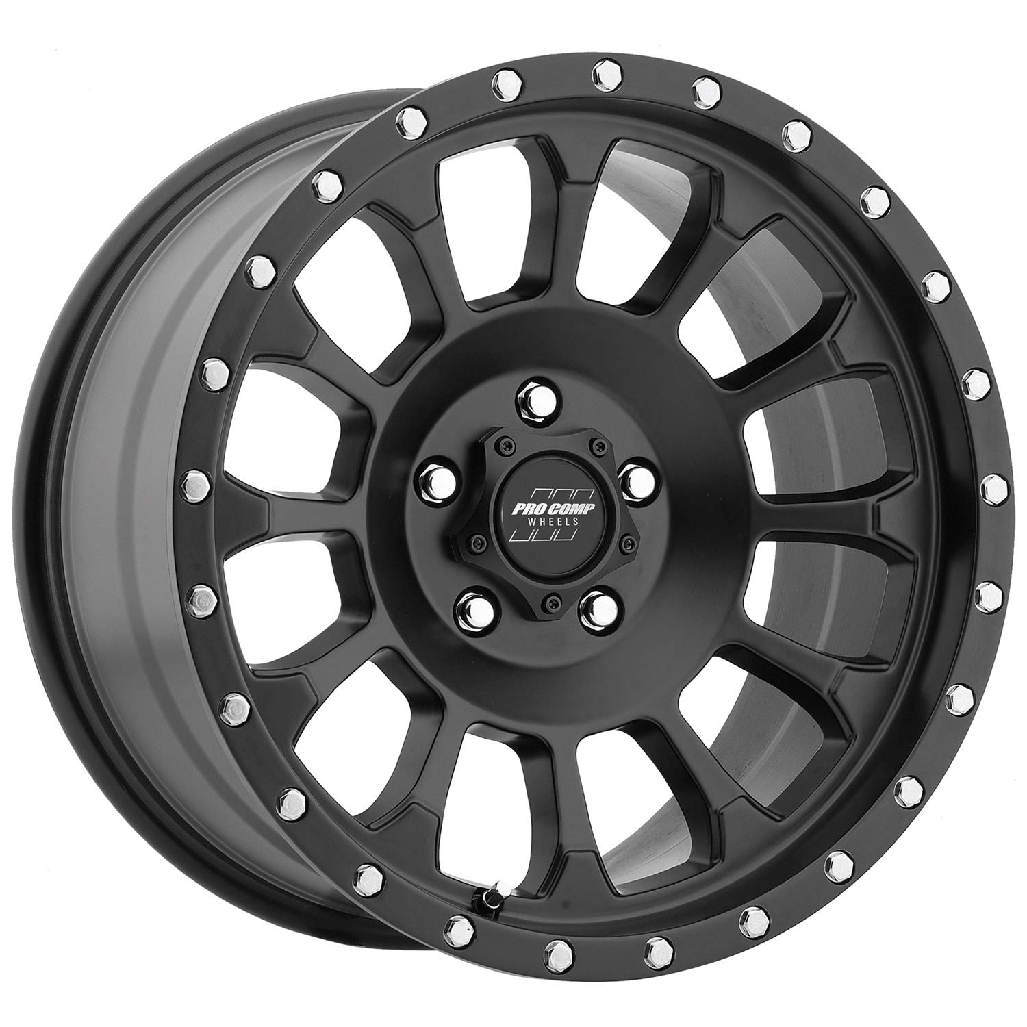 Pro Comp Alloys PRO COMP Series 34 Rockwell Satin Black Wheels 17x8.5 5x5 Bolt Pattern -6mm Offset - Durable Off-Road Rims for Jeep Wrangler & Truck Adventures