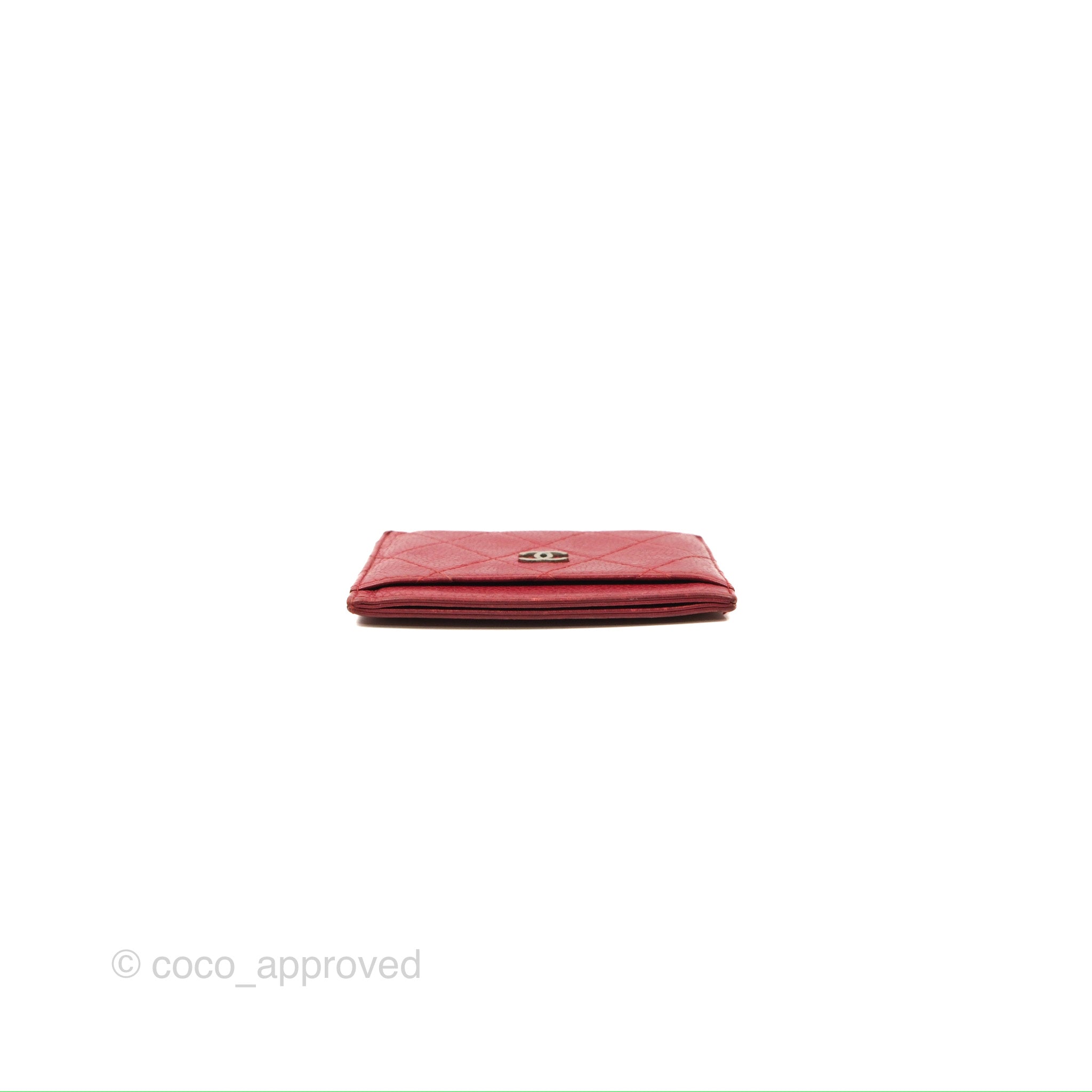 Chanel Classic Flap Card Holder in Red Caviar Leather with Silver Hardware - Perfect for Everyday Use & Gift Giving