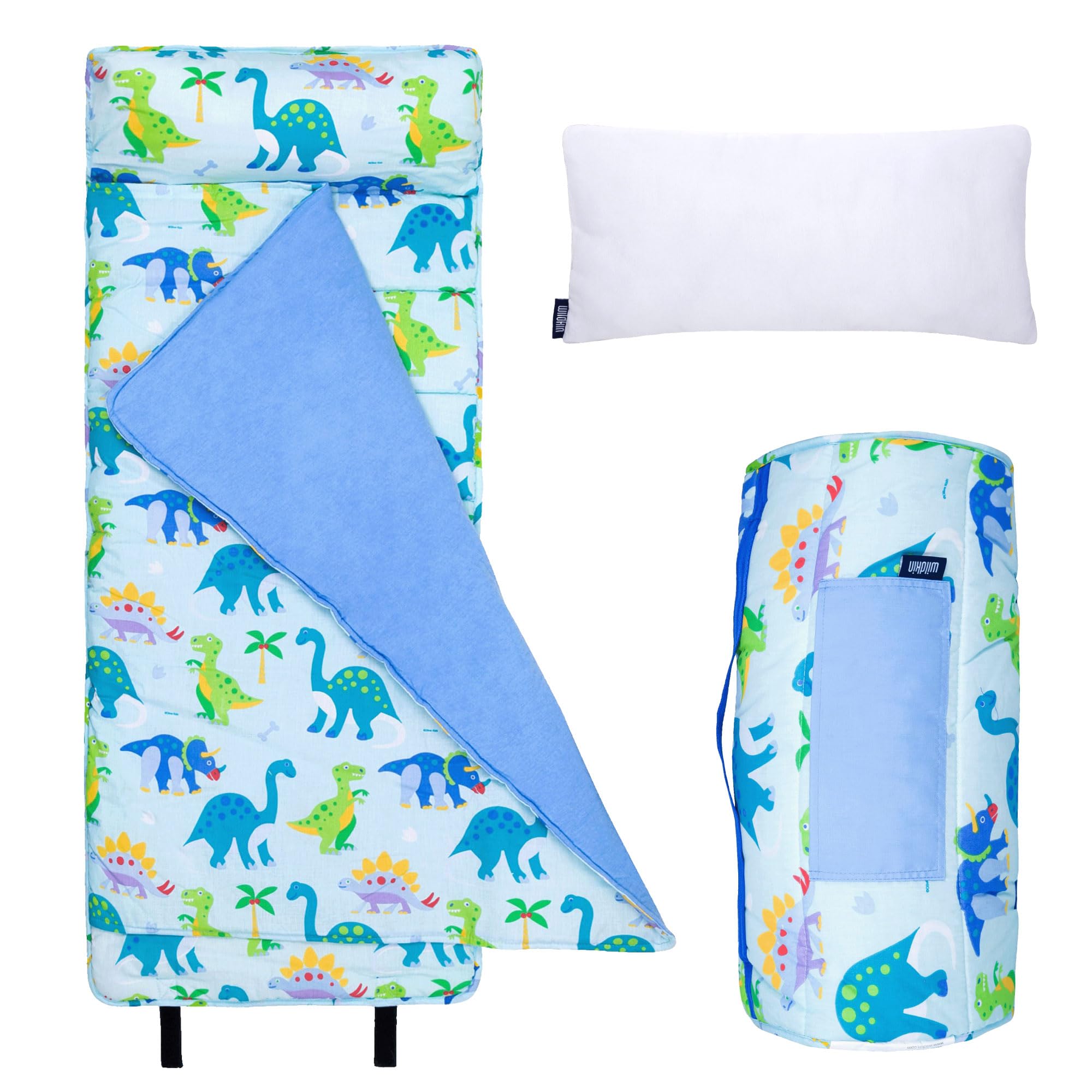 Wildkin Kids Original Nap Mat - Soft & Cozy Sleeping Mat with Pillow for Toddlers & Children | Perfect for Daycare, Preschool, Travel & Sleepovers | Dinosaur Land Design