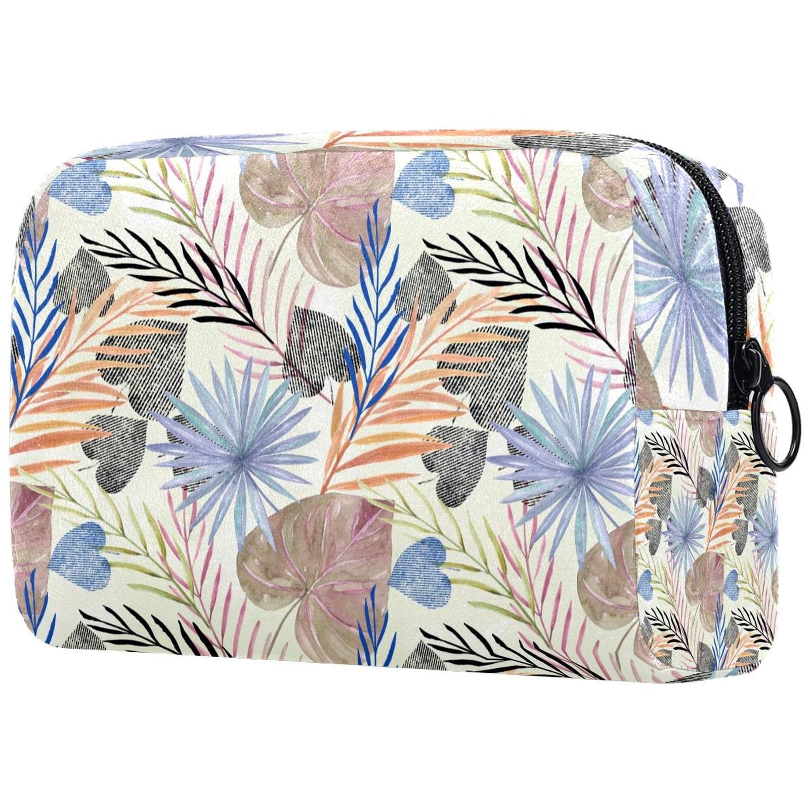 Large Travel Makeup Bag with Zipper - Versatile Cosmetic Organizer for Women & Girls, Stylish Palm Leaf Design - Perfect for Travel, Gym, and Everyday Use