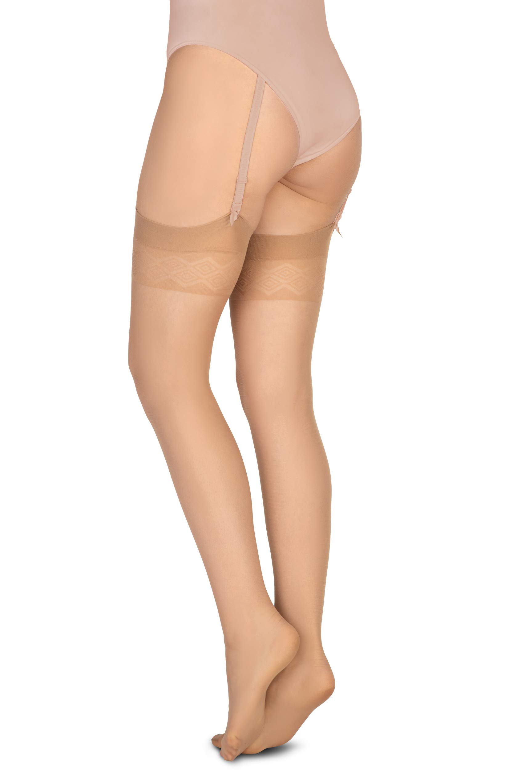 Annes Styling Women's Thigh High Suspender Stockings - 15 Denier Silky Pantyhose with Garter Belt for Elegant Outfits | Perfect for Christmas, Parties & Special Occasions