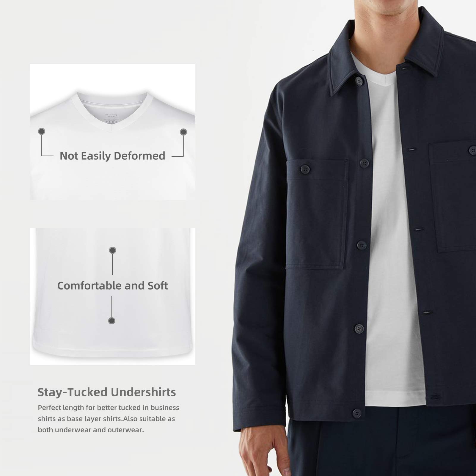 Natural Feelings Men's Cotton Undershirts - Soft Casual Crew & V Neck T-Shirts for Everyday Wear | Perfect for Layering, Gym, and Relaxing at Home