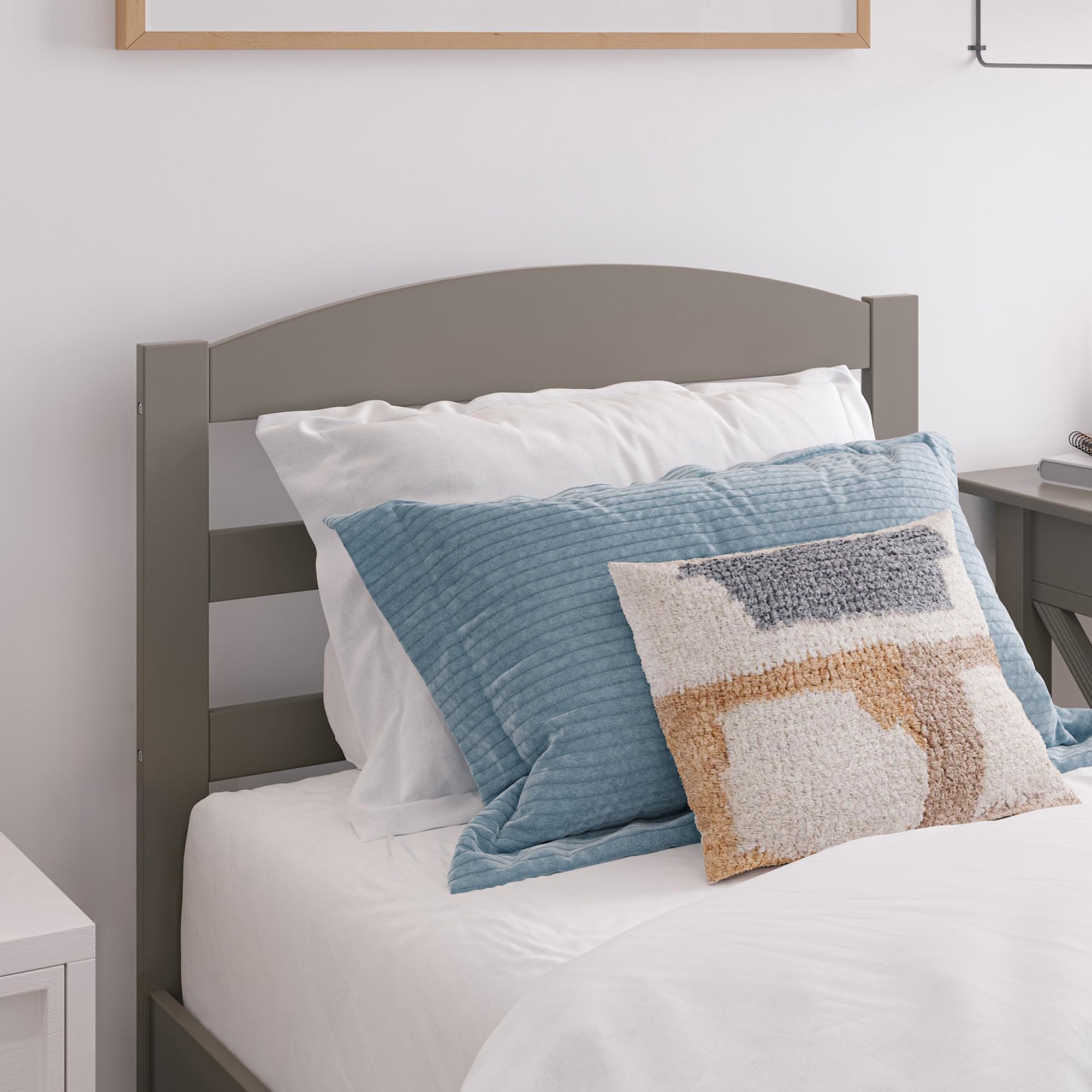 AFI Warren Twin Size Wood Headboard with USB Charging Port - Grey Finish for Bedroom, Guest Room & Dorm Decor