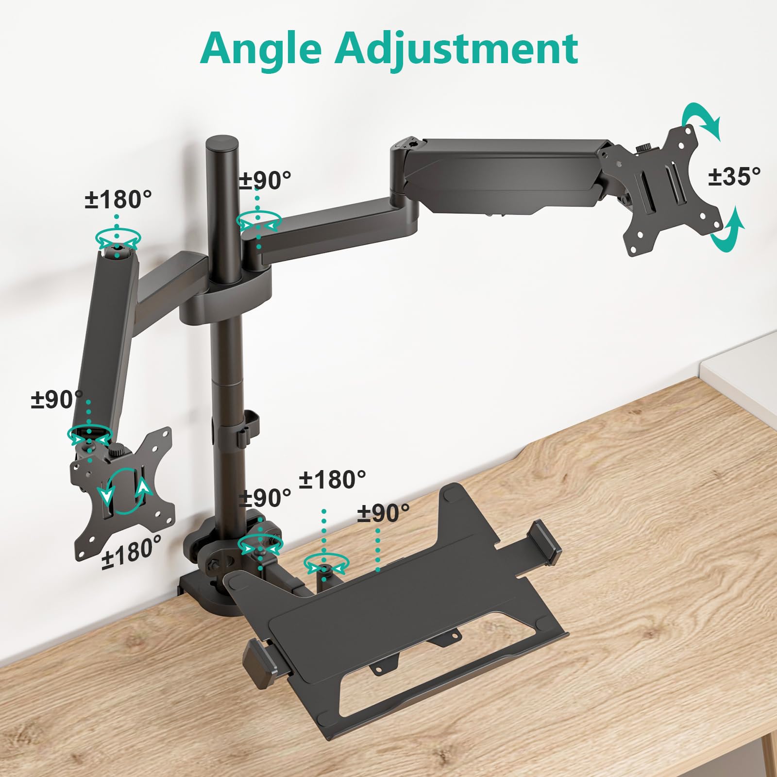 WALI Adjustable Spring Arm Dual Monitor Stand for 17