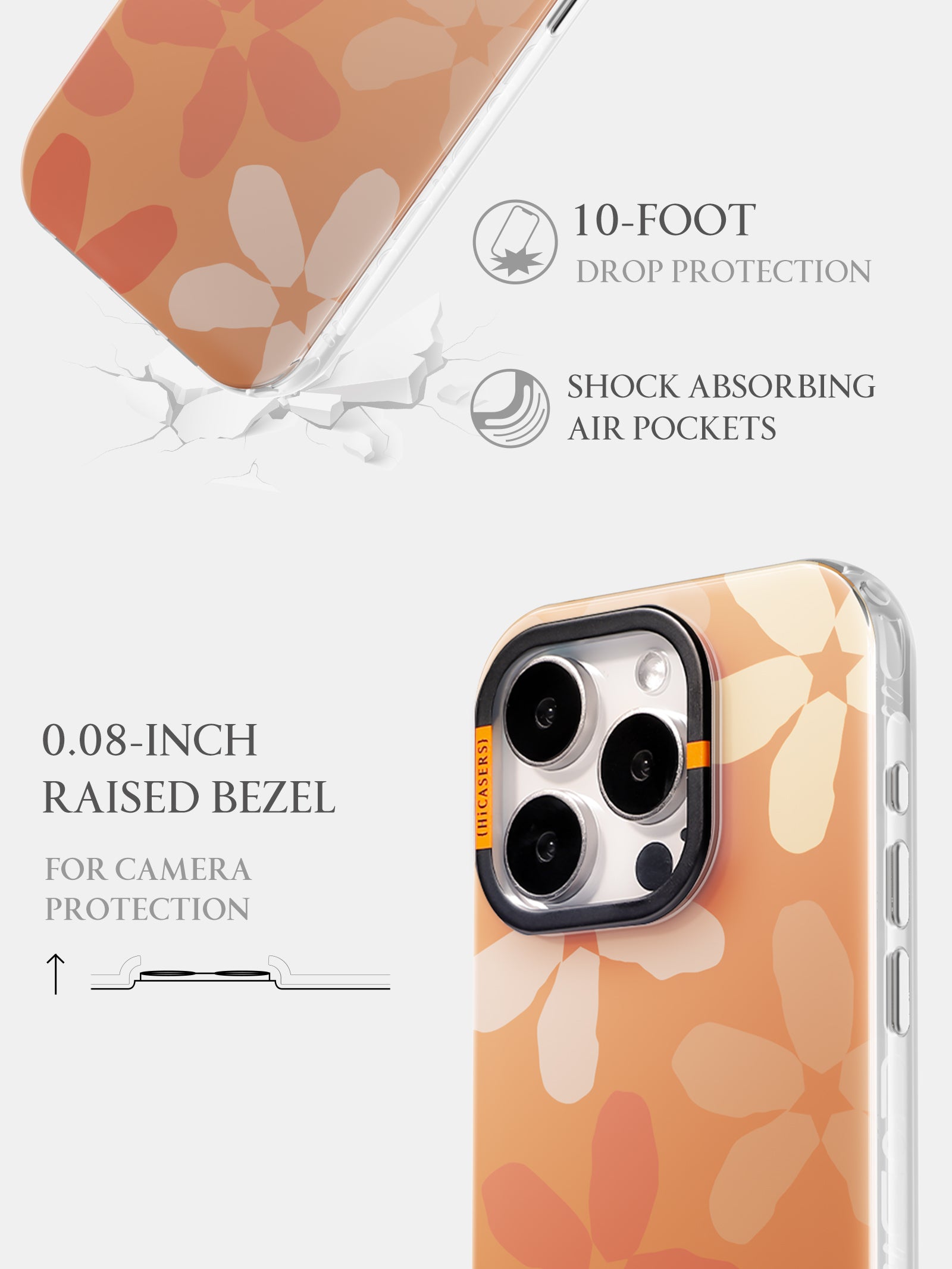 Starry Blossom Phone Case for iPhone 15 Pro Max - Soft TPU Protective Cover with Floral Design (Apricot Color) | Perfect for Everyday Use, Travel & Gift Giving