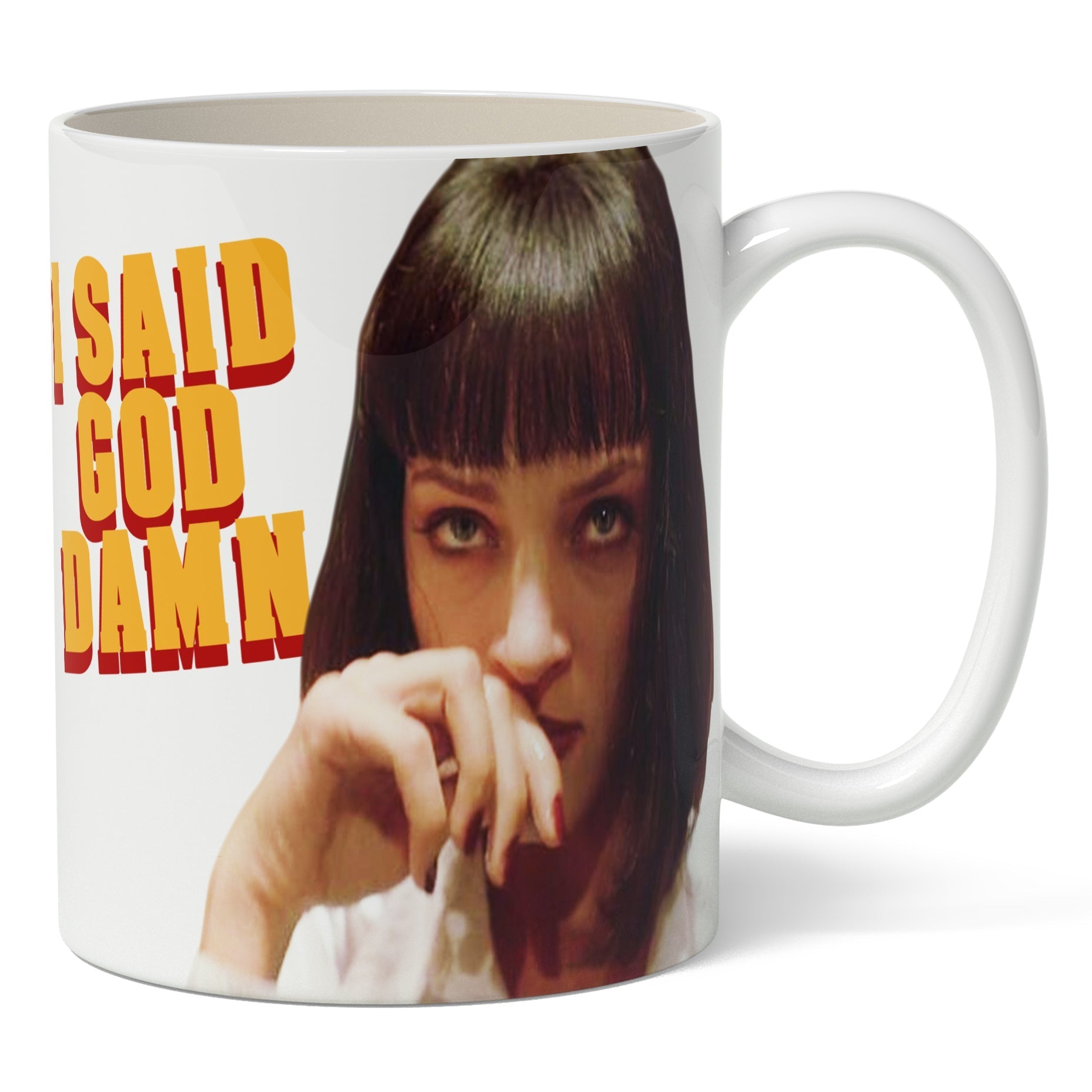 Uma Thurman Pulp Fiction Coffee Mug - Iconic Movie Collectible Gift for Fans - Perfect for Home, Office & Movie Nights