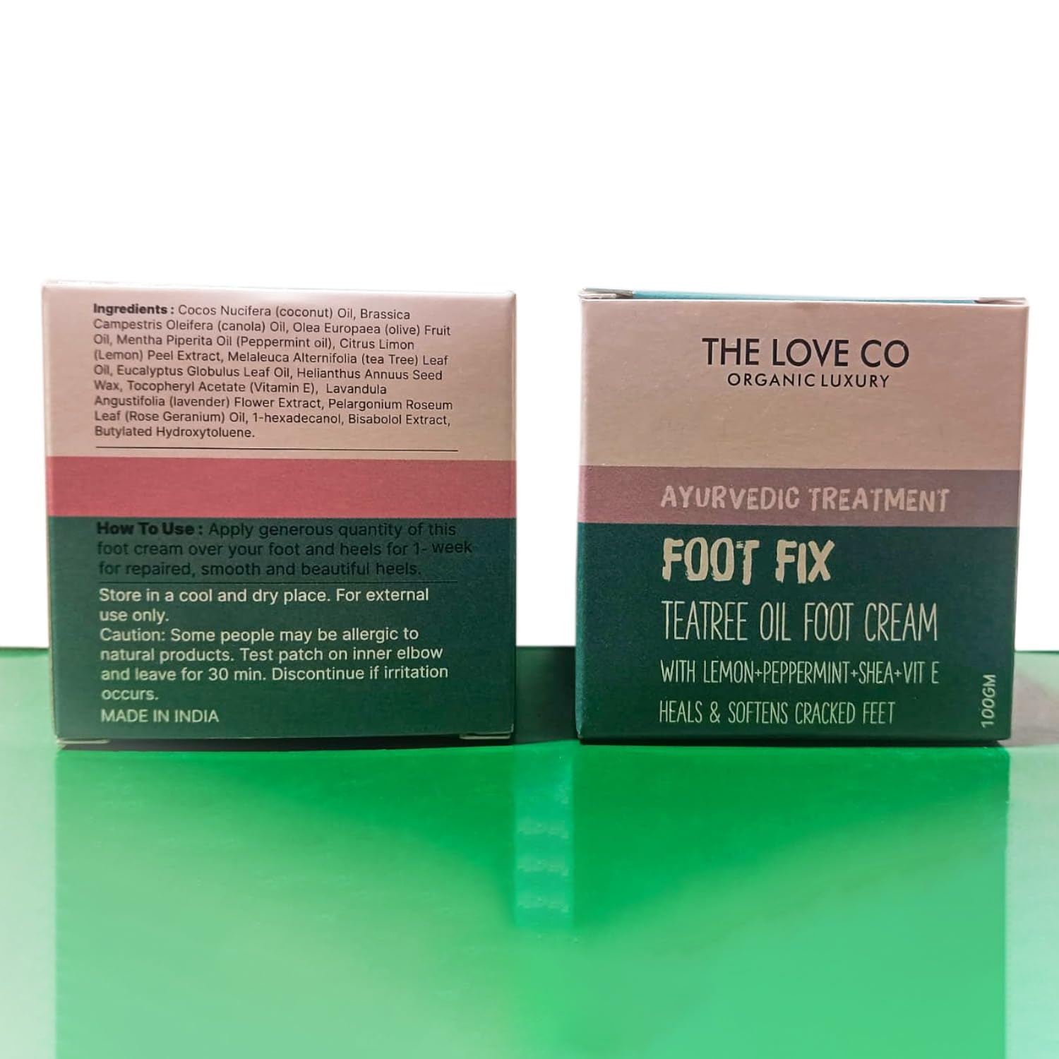 THE LOVE CO Foot Cream for Cracked Heels - 100g | Intensive Heel Repair with Tea Tree Oil & Peppermint | Moisturizes Dry, Cracked Feet | Foot Care Treatment for Soft, Smooth Heels | Perfect for Pedicures, After Shower & Nighttime Foot Care