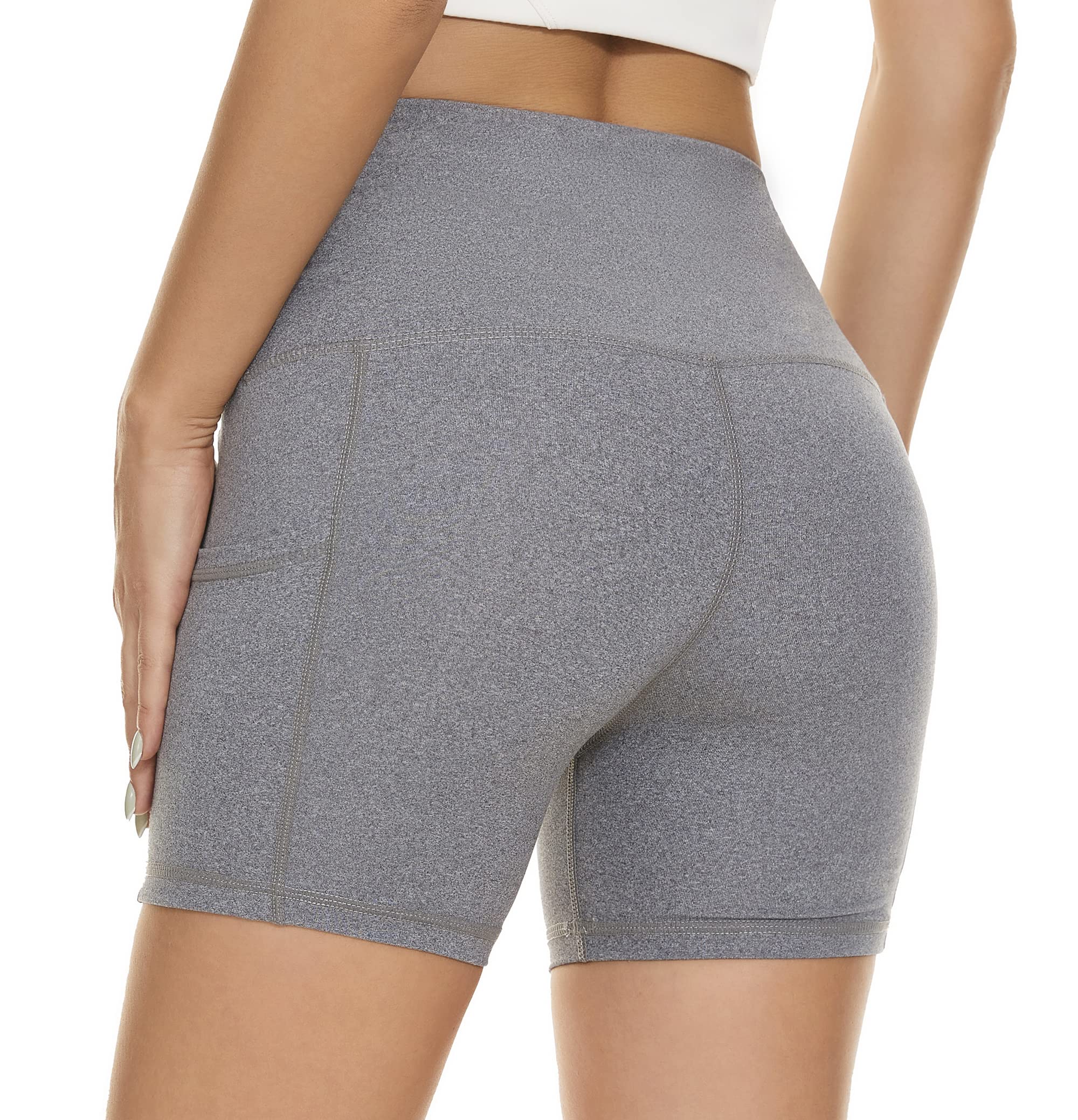 Tandisk Women's High Waist Yoga Shorts with Pockets - Workout Running Compression Exercise Biker Shorts for Gym, Cycling & Active Lifestyle