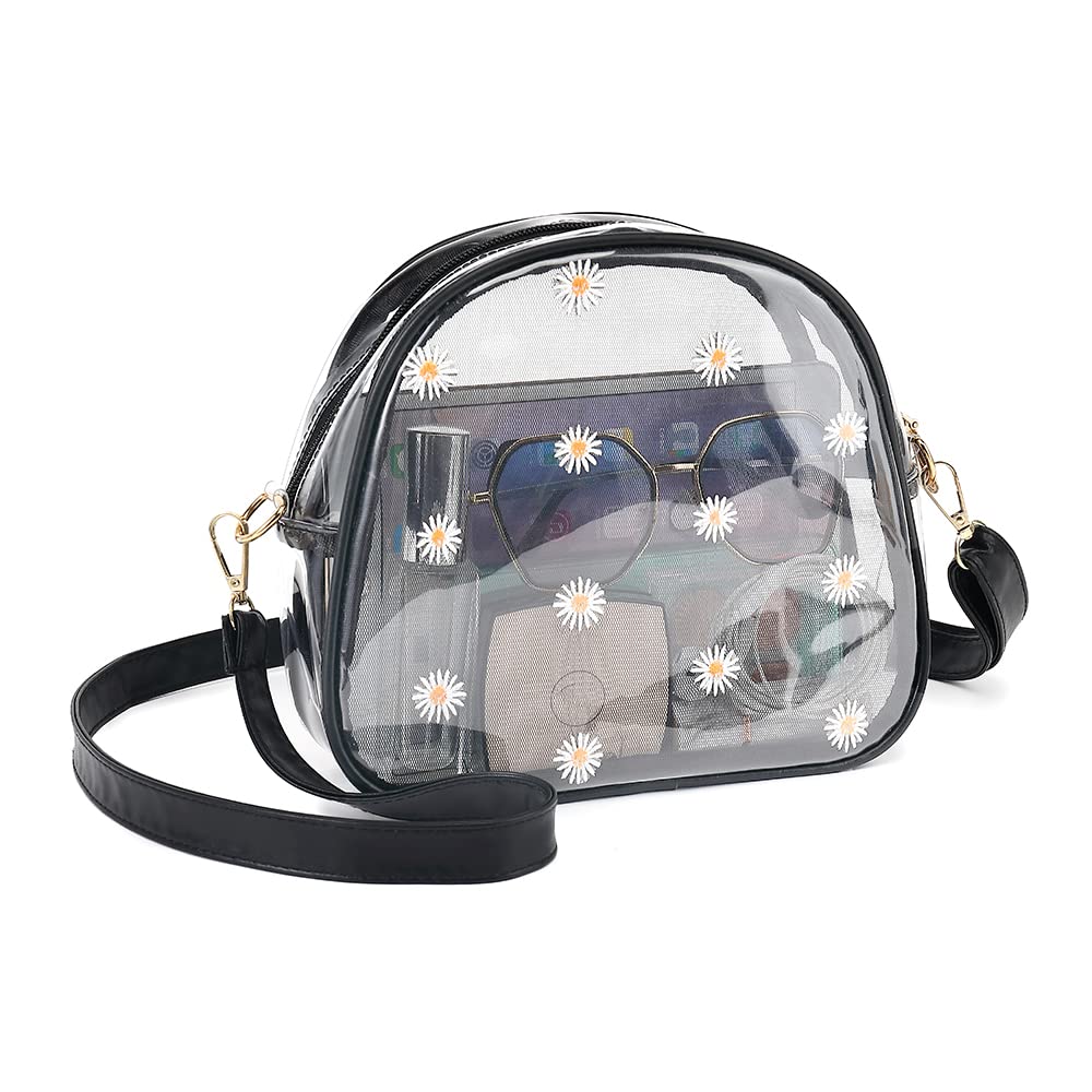 LOXOMU Clear Crossbody Bag for Women - Small See Through Shoulder Purse, Stadium Approved Transparent Bag for Concerts, Festivals & Travel