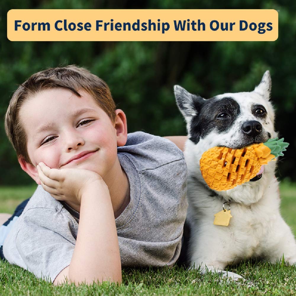 Durable Indestructible Dog Chew Toys for Aggressive Chewers - Tough Interactive Puppy Toys for Large & Small Dogs, Treat Dispensing Teeth Cleaning Toy (Pineapple Design) - Perfect for Boredom Relief & Dental Health