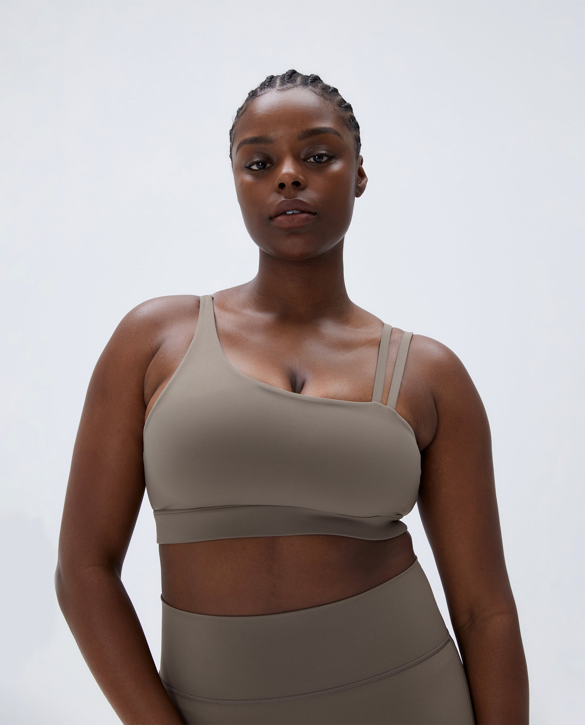 Ultimate Asymmetric Double Strap Bra in Cocoa Brown - Comfortable Support for Everyday Wear & Special Occasions