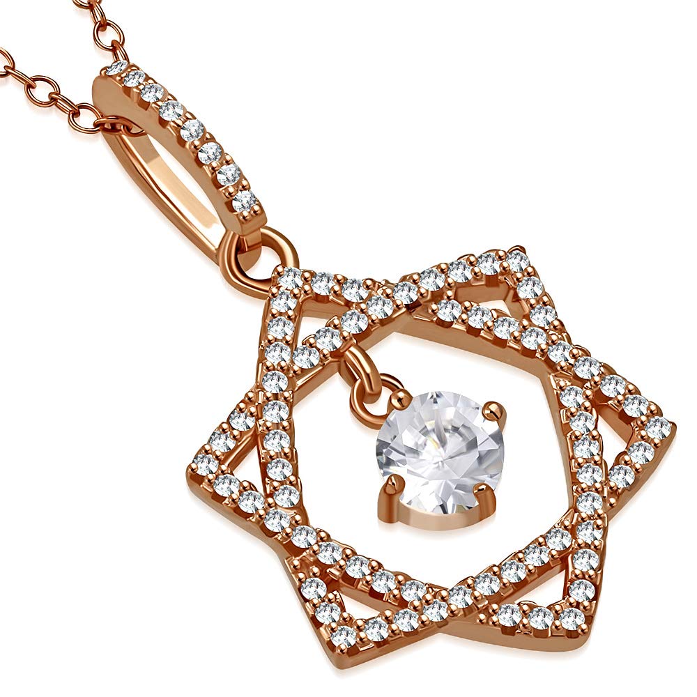 925 Sterling Silver White Clear CZ Star of David Pendant Necklace - 18
