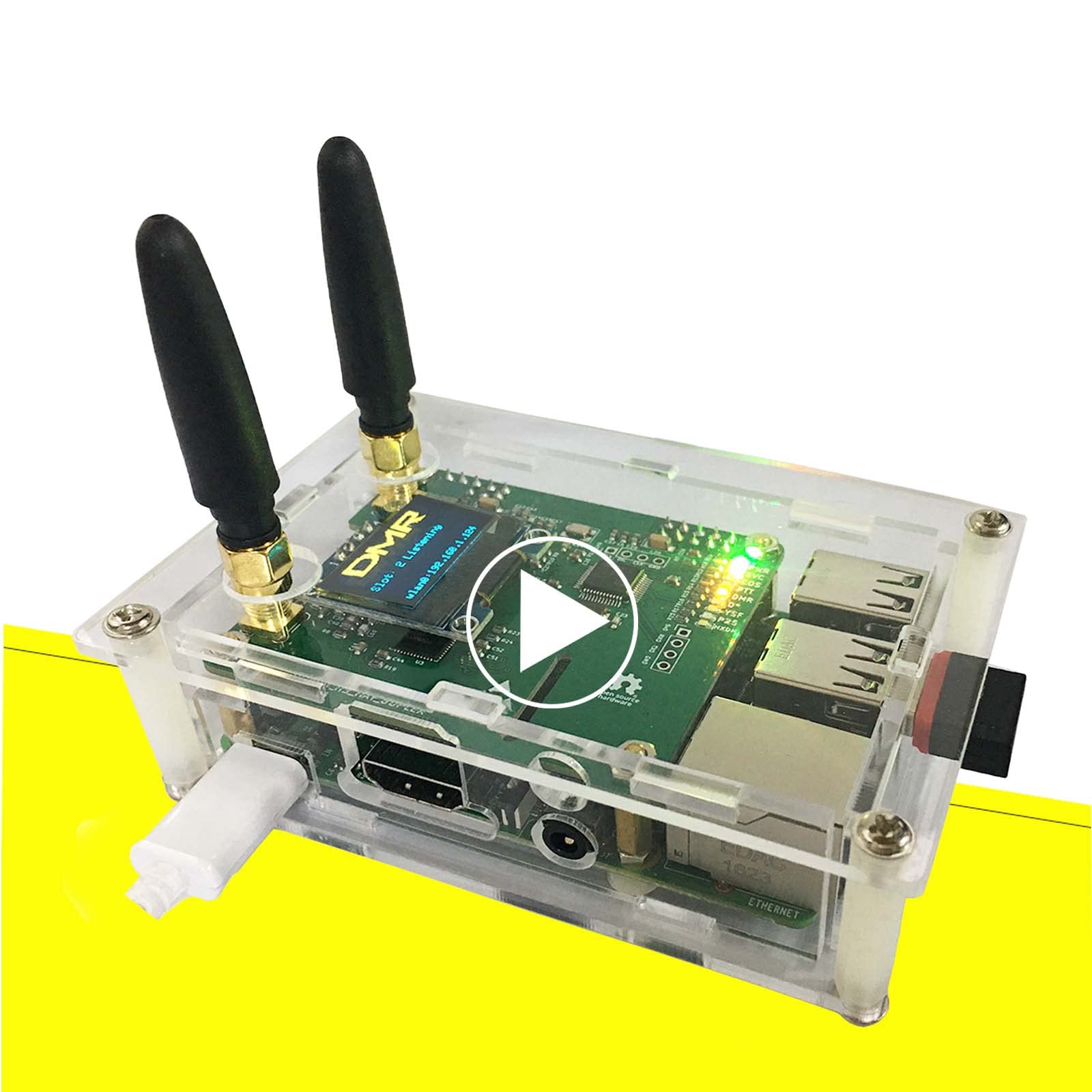 Upgraded Duplex DMR Hotspot with WLAN & Ethernet Port - Digital Voice Modem for DMR, Dstar, YSF, P25 Fusion - Supports Raspberry Pi 2B - Dual Color OLED Display - 2 TimeSlots - Perfect for Amateur Radio, Emergency Communication & Digital Voice Networks