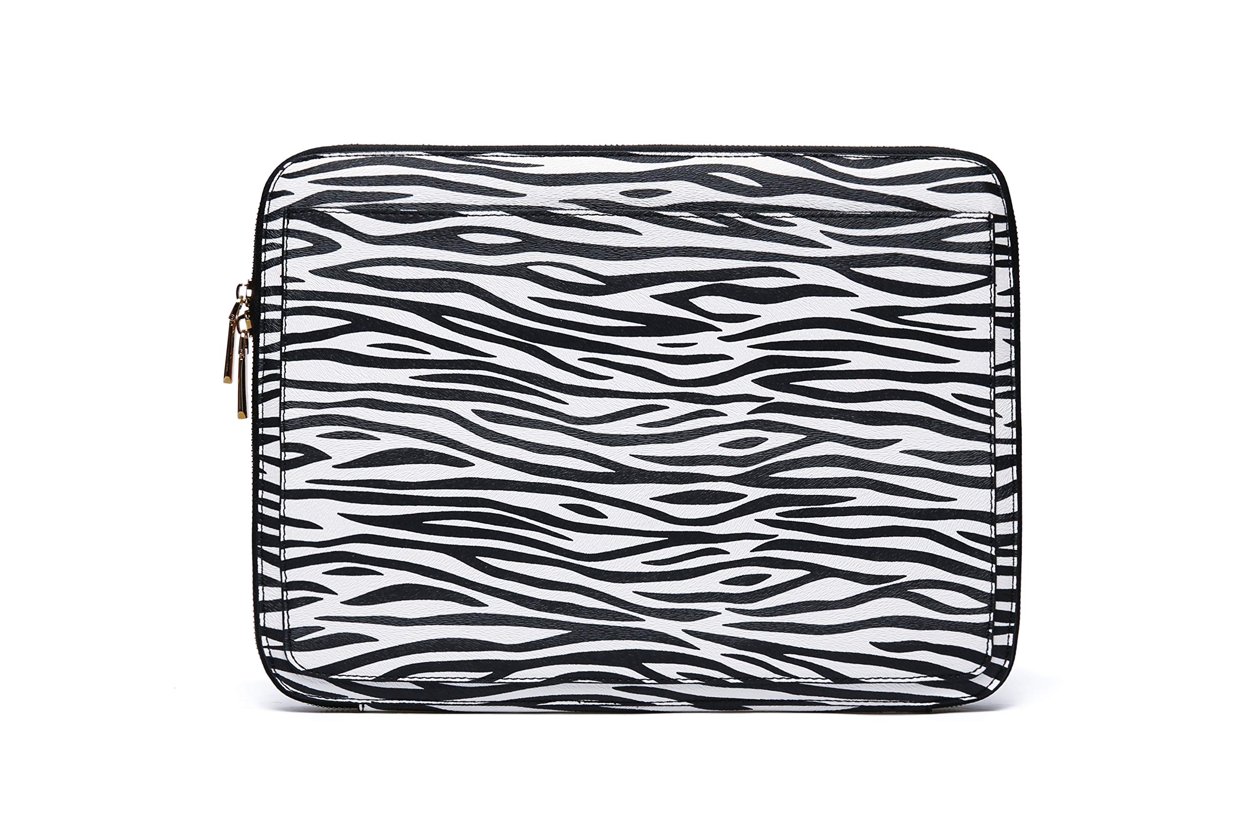 Premium 13 Inch Laptop Sleeve - Shock-Absorbent Vegan PU Leather Case with Daisy Rose & Zebra Print - Protective Cover for MacBook Air/Pro, Chromebook - Perfect for Work, Travel & School Accessories