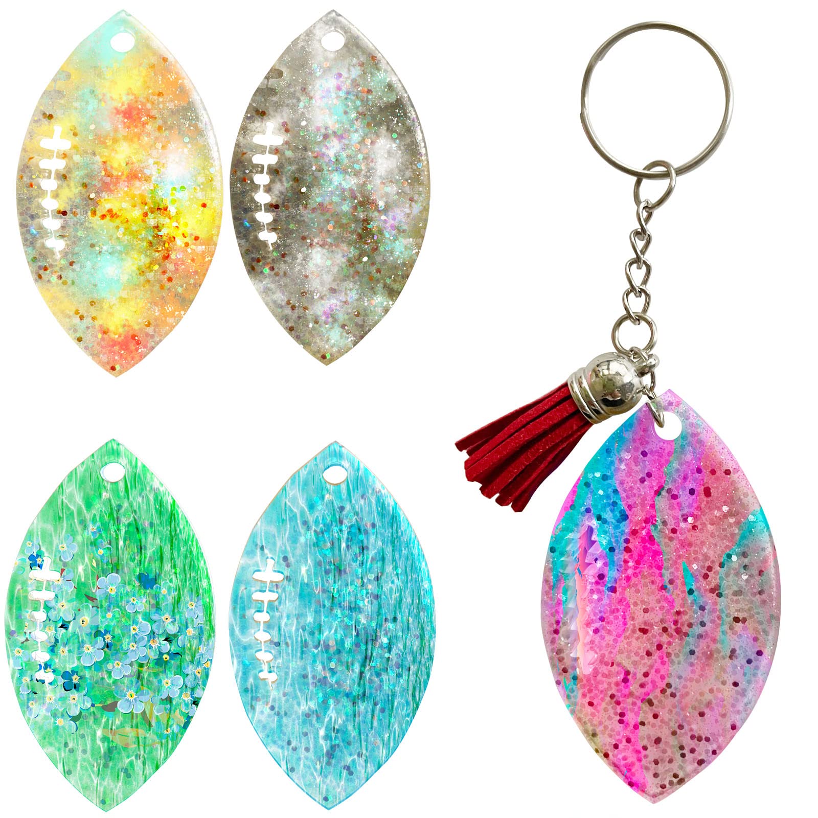5Pcs Rugby Keychain Silicone Molds with Hole - DIY Football Charm Pendant & Tassel Molds for Crafting, Gift Making & Sports Fan Accessories - Perfect for Rugby Gifts, DIY Jewelry & Team Spirit Decorations