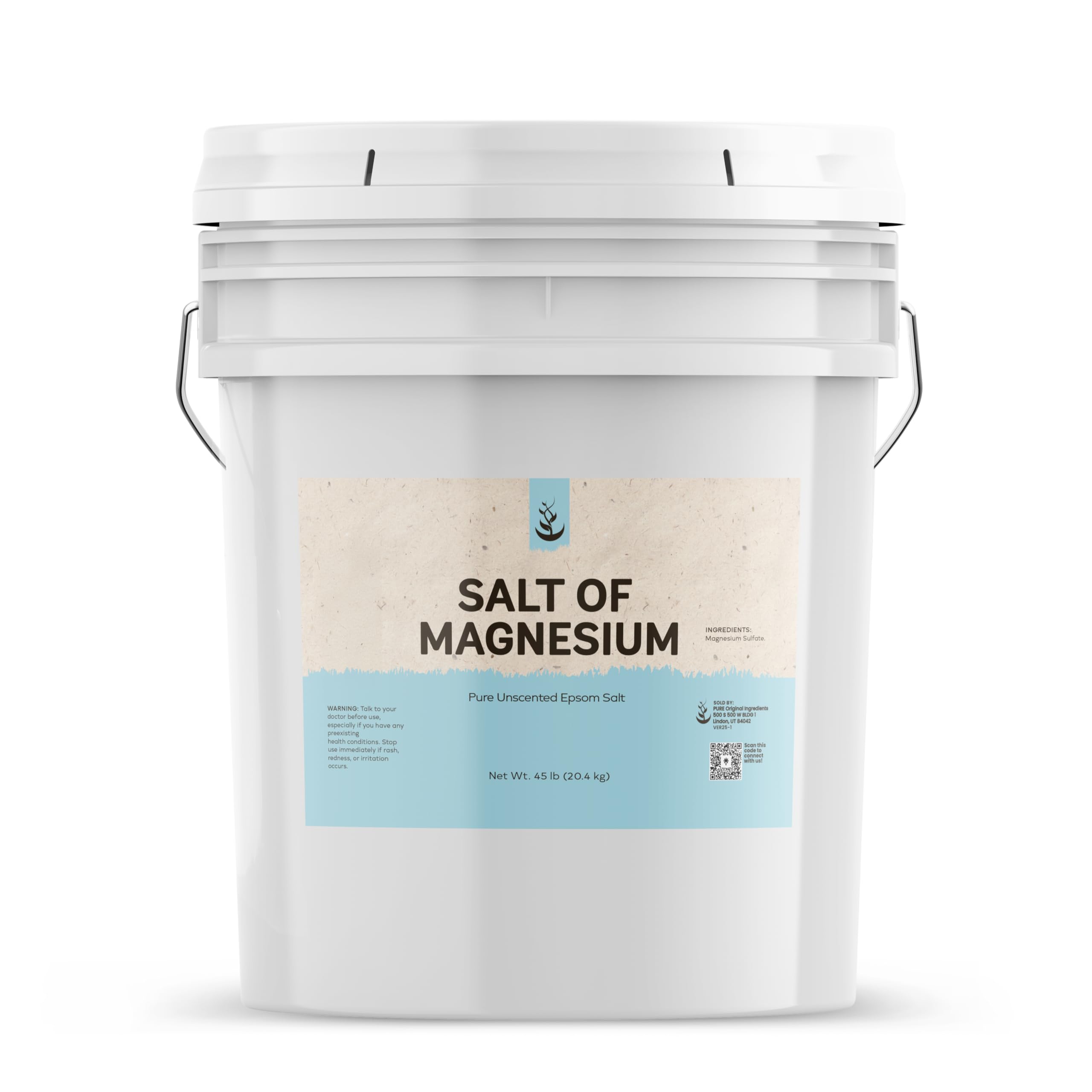 Pure Original Ingredients Magnesium Salt (5 Gallon) | Unscented Epsom Salt for Bath, Foot Soak & Natural Skin Exfoliation | Relaxation & Muscle Recovery