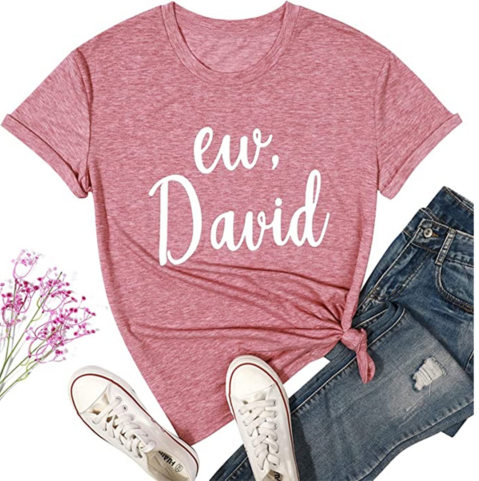 Funny 'Ew David' TV Show T-Shirt for Women | Rosebud Motel Novelty Tee | Comfortable Cotton Top for Casual Wear & Fan Gifts