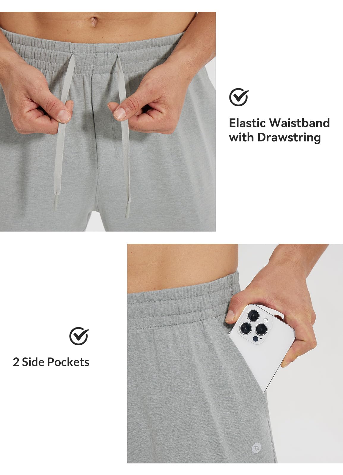 Baleaf Men's Sweatpants with Zipper Pockets - Ultra Soft Tapered Joggers for Running, Workout & Gym - Comfortable Athletic Pants for Casual Wear & Lounge