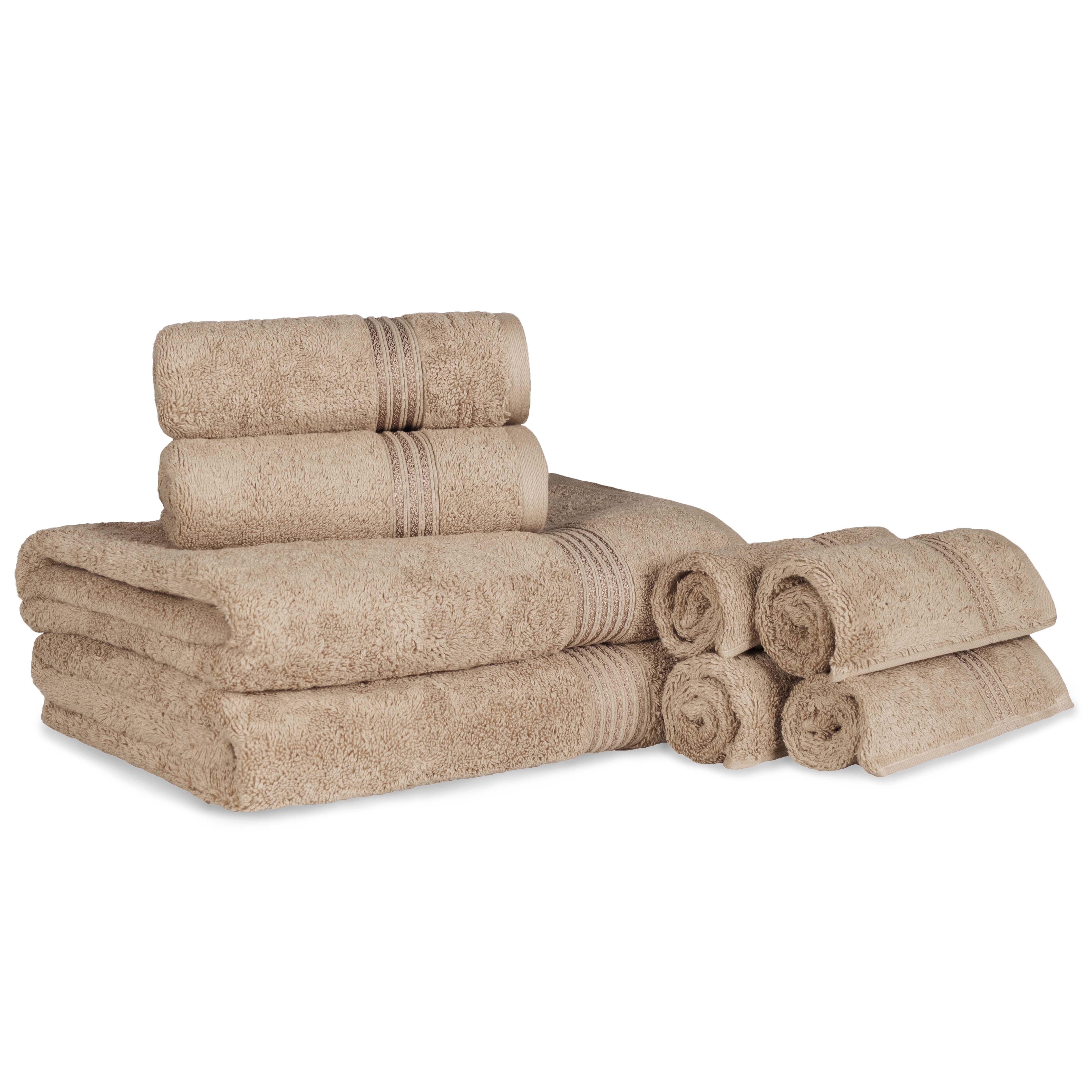 Premium Egyptian Cotton 8-Piece Bath Towel Set - Ultra Soft, Highly Absorbent & Quick-Drying - Perfect for Spa, Bathroom & Beach Use