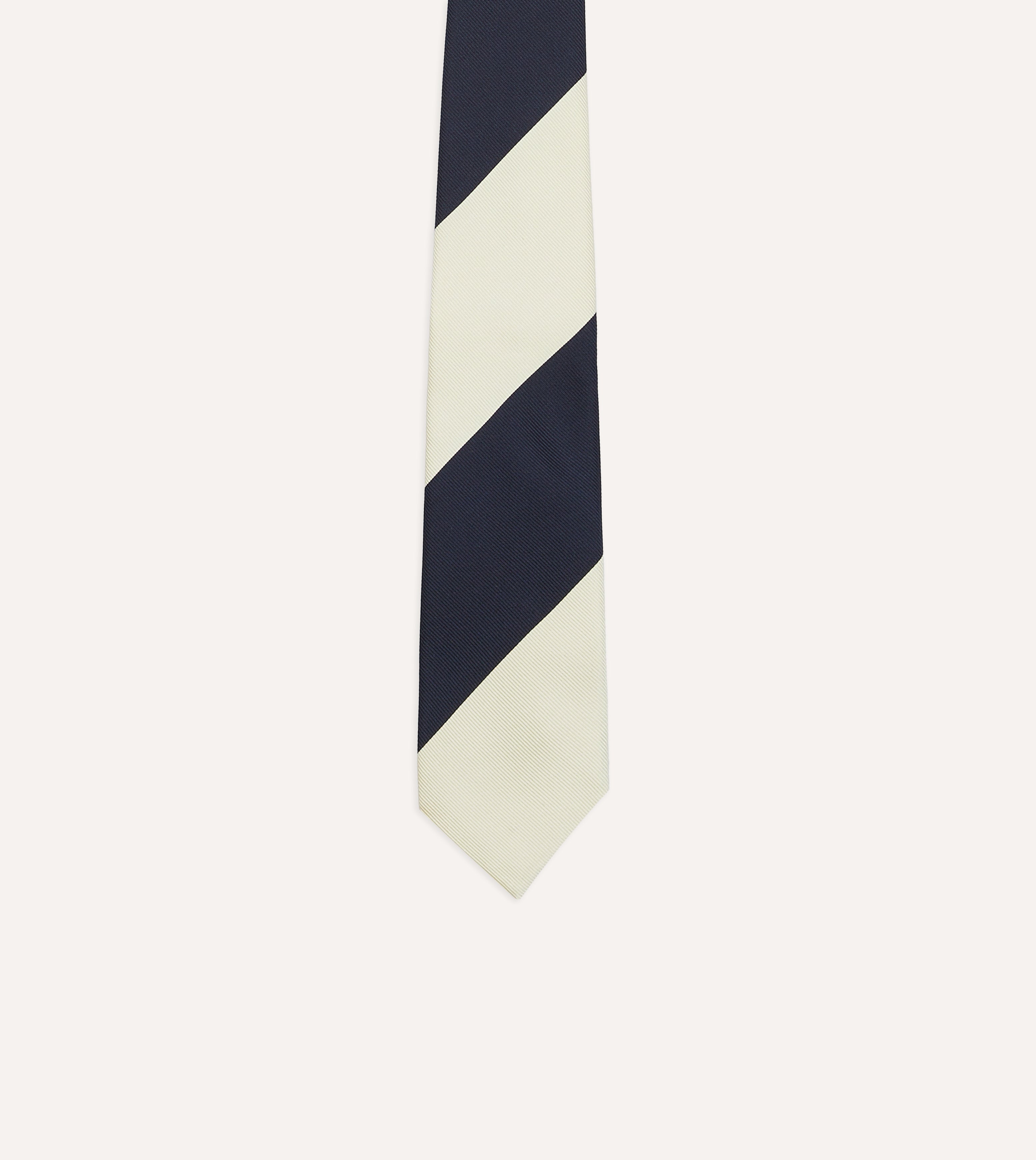 Navy and White Striped Silk Tie - Classic Dual Block Stripe Design for Men - Perfect for Business, Weddings & Formal Occasions