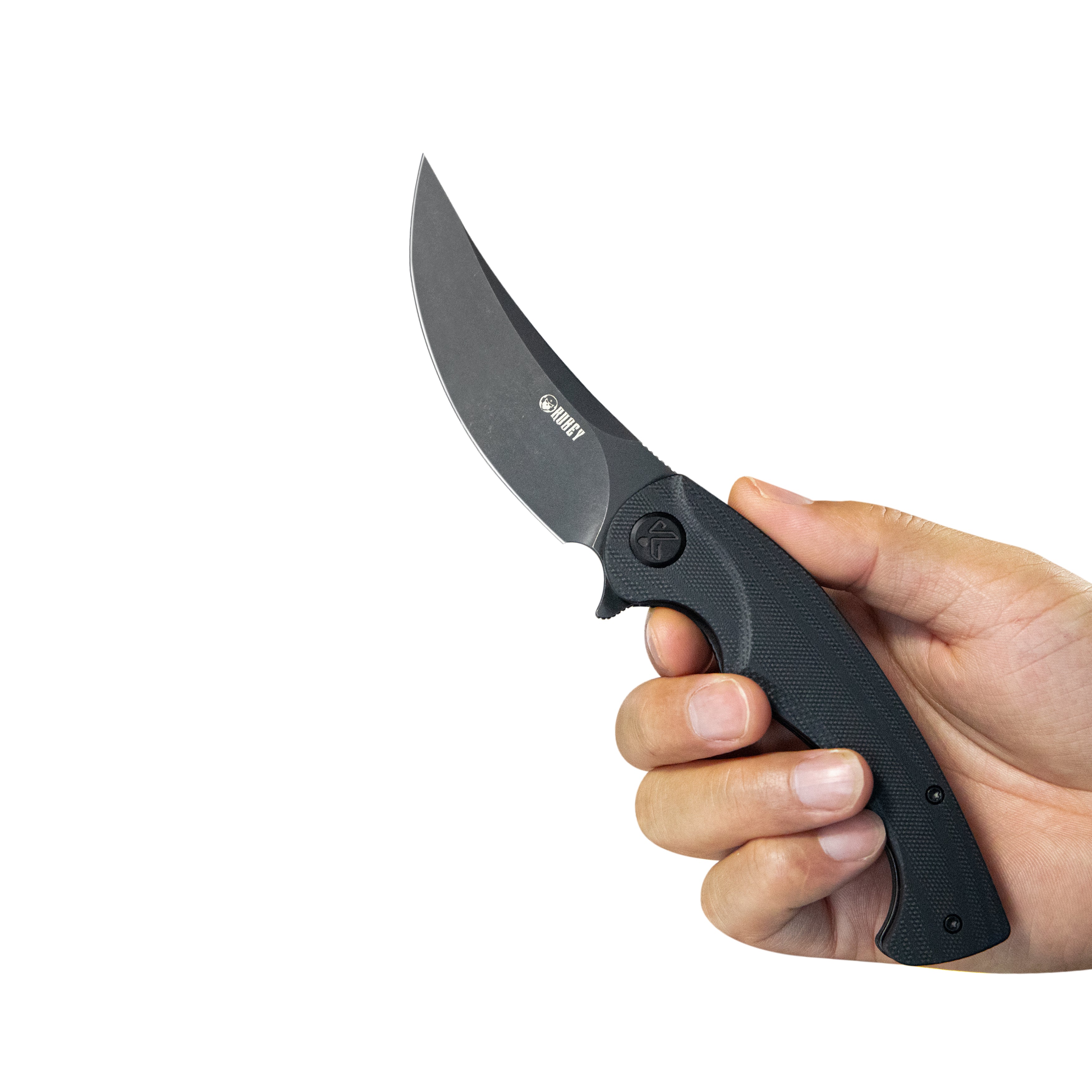 Scimitar Liner Lock Folding Knife - Black G10 Handle, 3.46