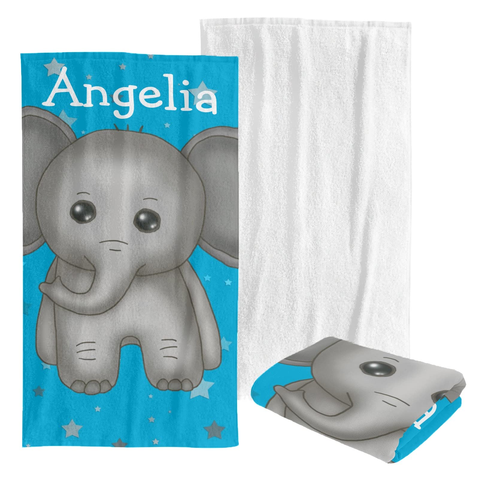 Custom Personalized Beach Towel - Soft Bath Towel Blanket for Swimming, Sunbathing & Travel - Ideal for Kids, Men, Women, Boys & Girls - Cute Elephant Design - Perfect for Pool, Beach & Vacation Gifts