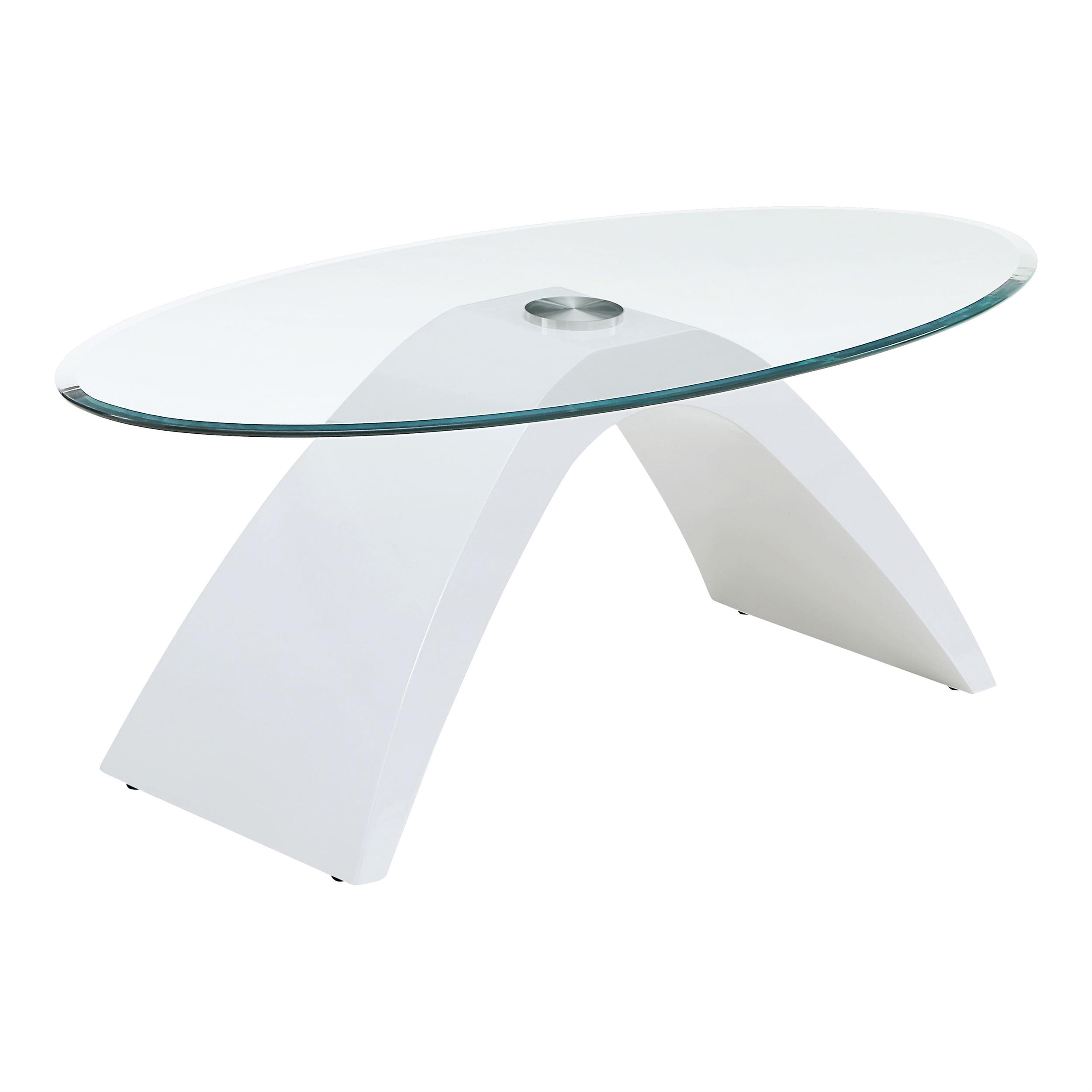 Furniture of America Pelletoni Modern White Glass Top Coffee Table - Perfect for Living Room, Lounge & Contemporary Home Decor