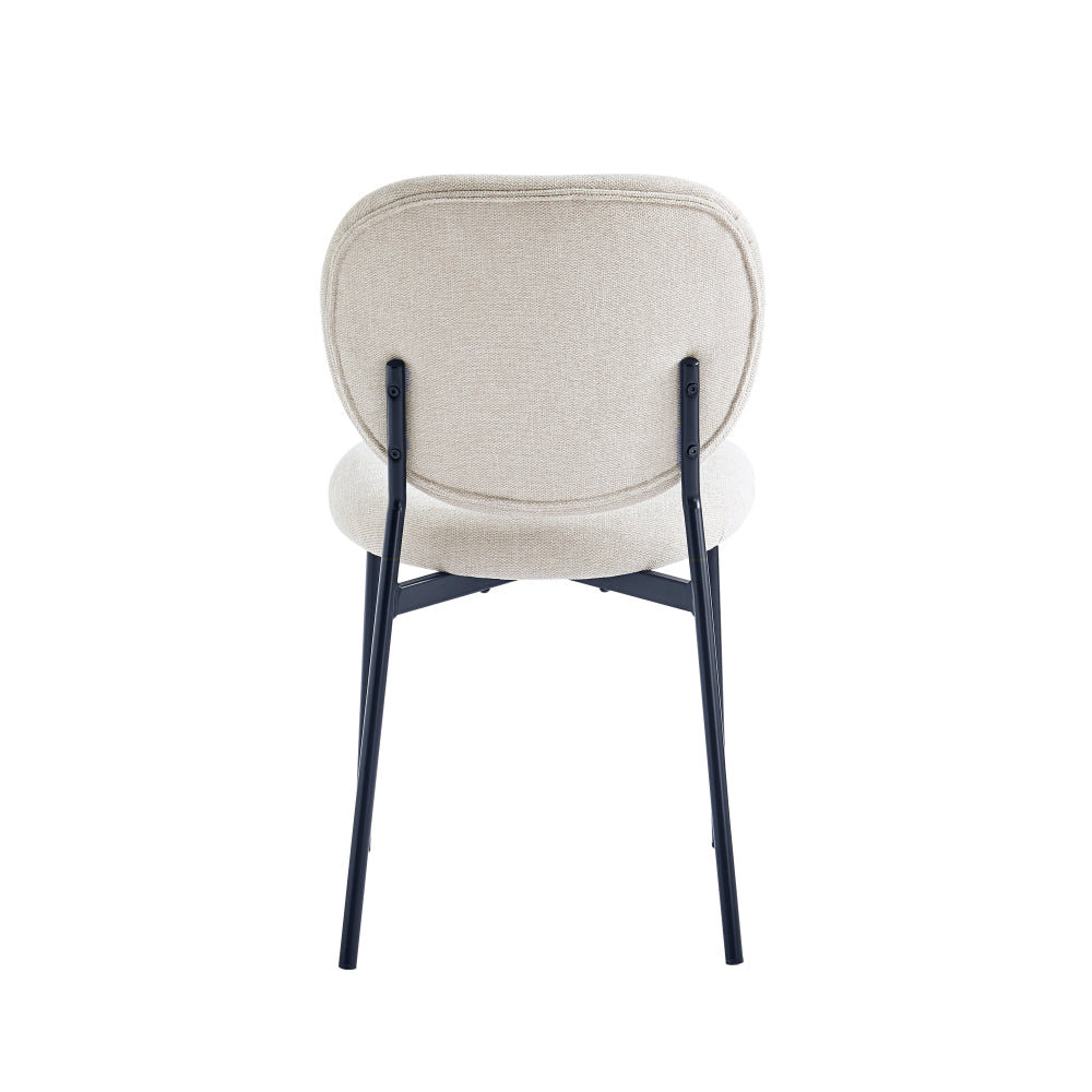 5-Piece Matilda Round Dining Set - 110cm Faux Cement Table with 4 Archie Fabric Chairs in Coconut | Modern Kitchen & Dining Room Furniture for Small Spaces