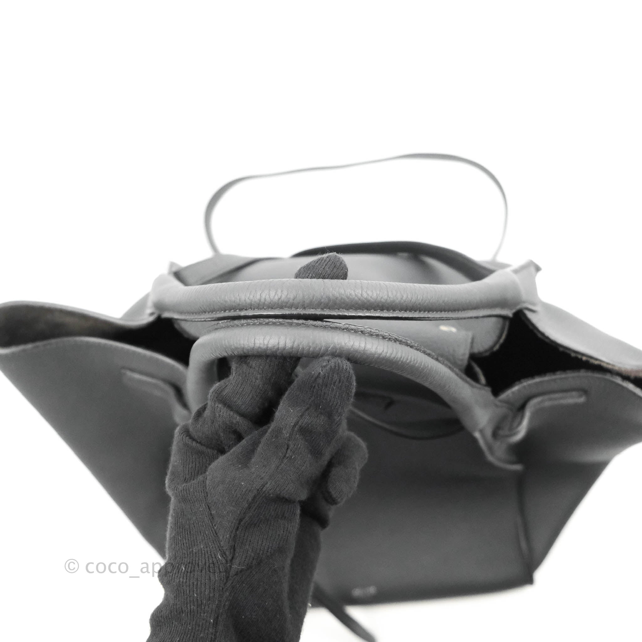 Celine Small Big Bag Black Supple Grained Leather Handbag with Silver Hardware - Perfect for Work, Travel & Everyday Luxury