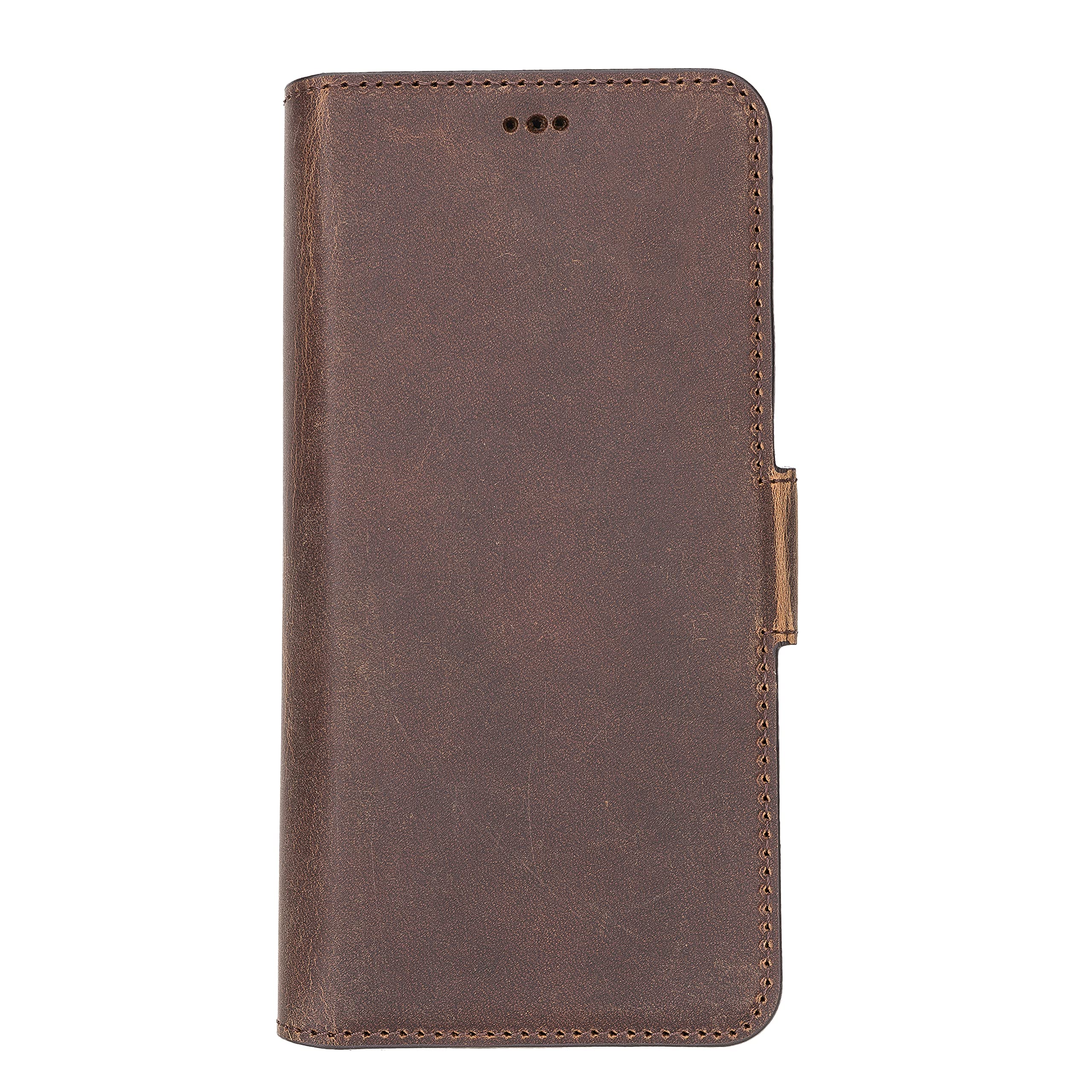 Premium Full Grain Leather Samsung Galaxy S21 Wallet Case - Magnetic Flip Cover with Card Holder & Kickstand | Slim Protective Folio Phone Case for Men & Women | Perfect for Work, Travel & Everyday Use (Antique Brown)