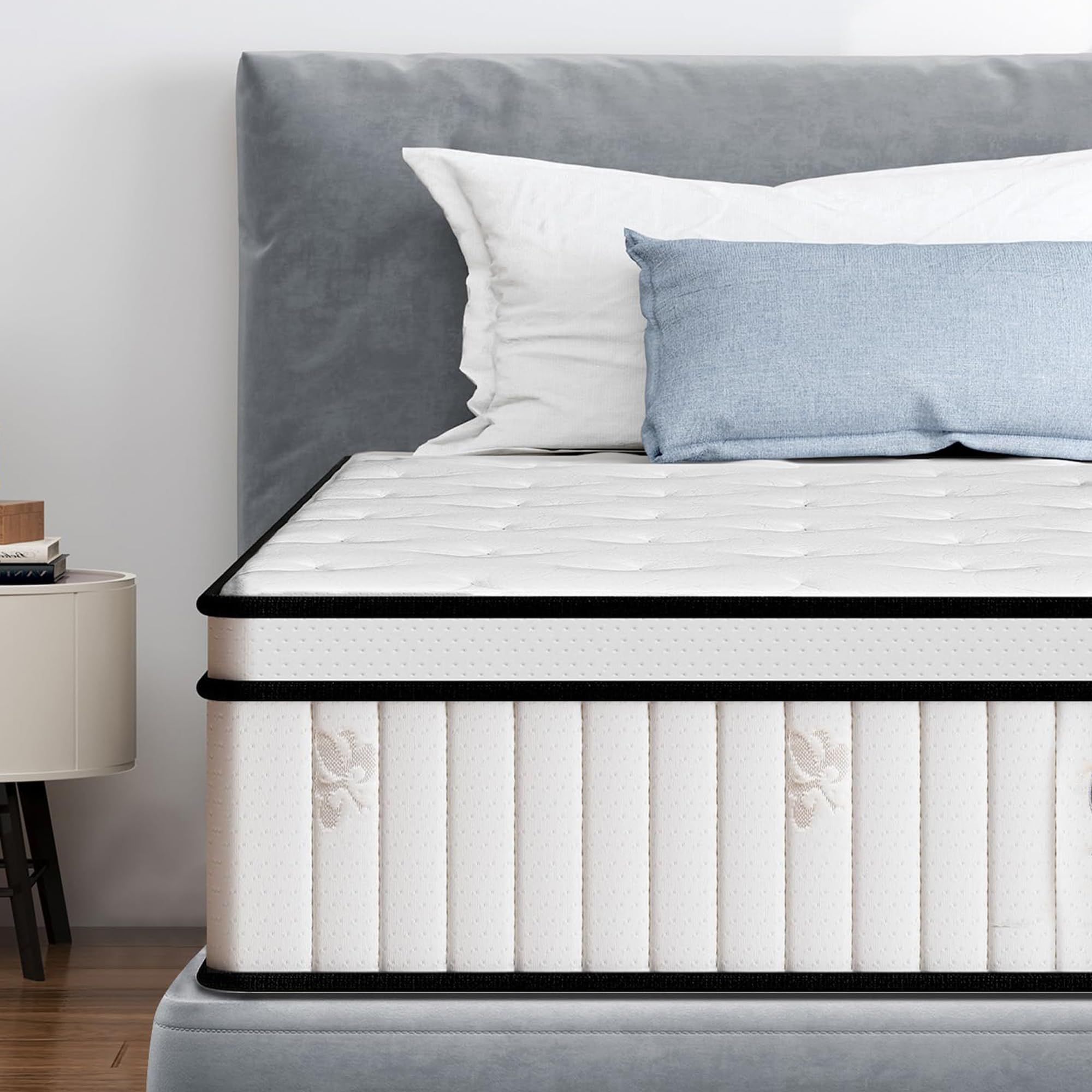 12 Inch Hybrid Queen Mattress in a Box - Medium Firm Pocket Spring Bed with Pressure Relief & Edge Support - CertiPUR-US Certified, Fiberglass Free - Perfect for Guest Rooms, Master Bedrooms & Apartments