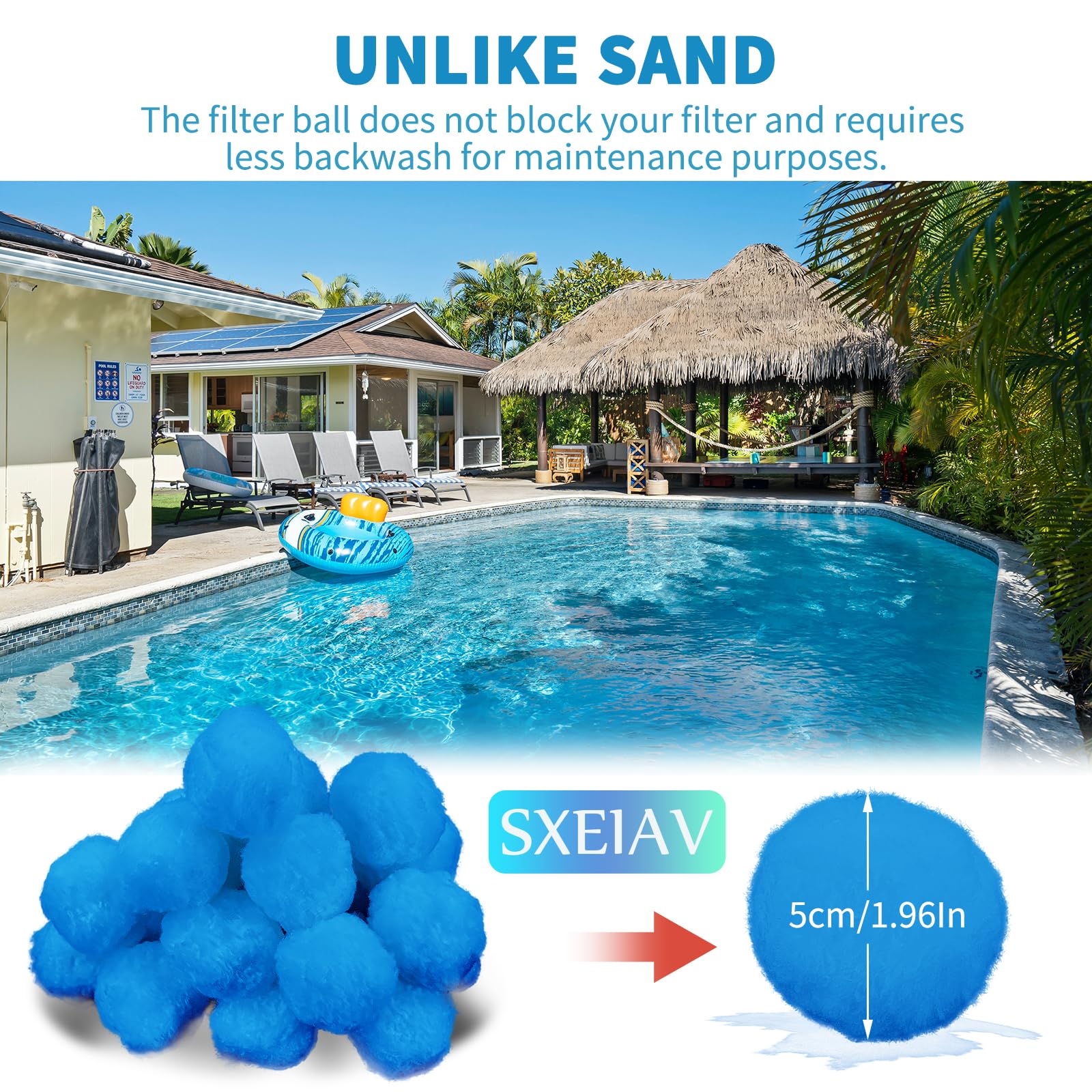 4.6 lbs Eco-Friendly Fiber Pool Filter Balls - Sand Filter Replacement for Above Ground Pools, Reusable Filter Media (Equivalent to 150 lbs Sand) - Perfect for Backyard, Inground & Above Ground Pool Maintenance