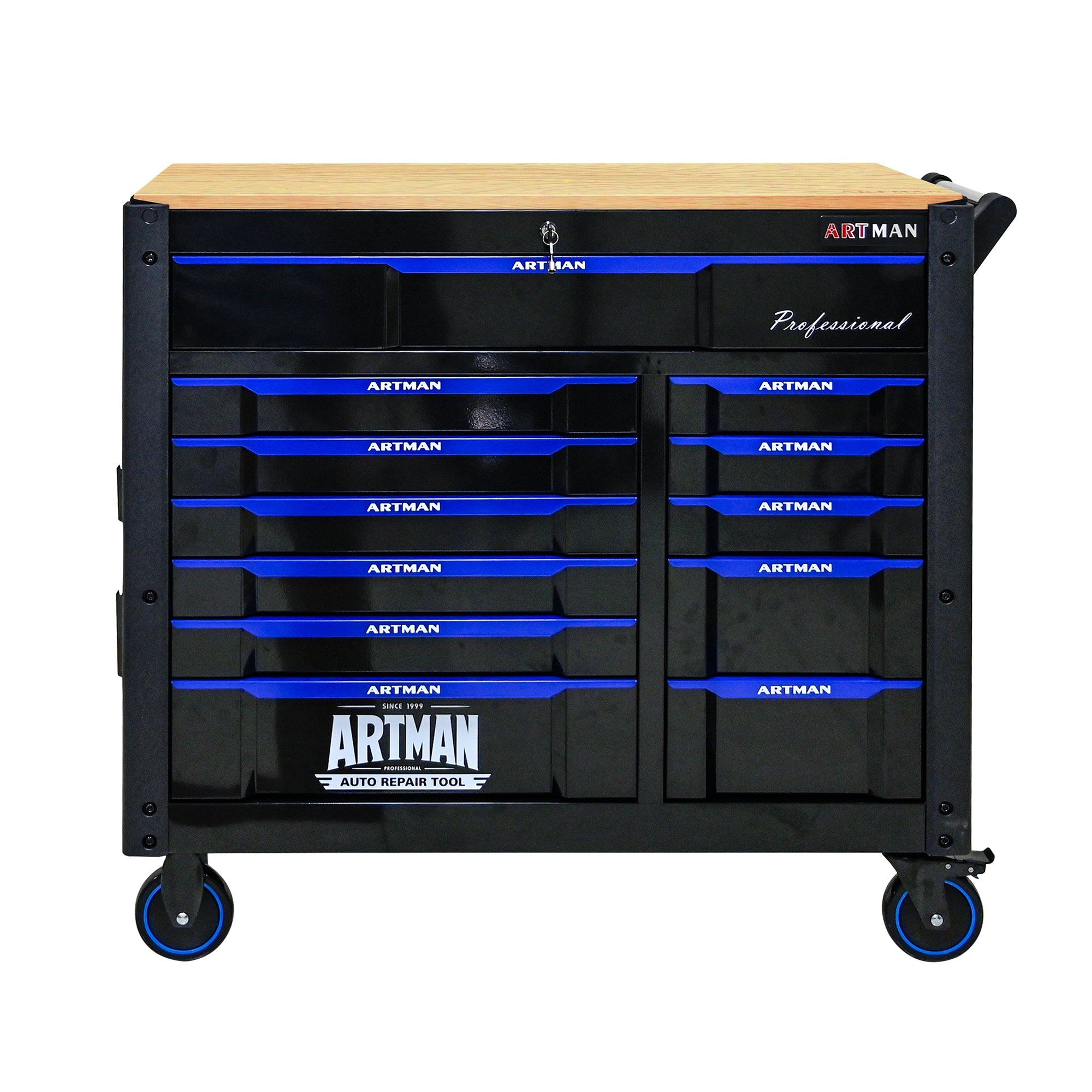 12-Layer Multi-Purpose Rolling Tool Cart with Wooden Countertop - Perfect for Garage, Workshop, and Home Organization