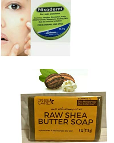 Nixoderm Cream for Eczema, Acne & Blemishes Treatment (17.7g) + Personalcare Shea Butter Moisturizing Bar (4 fl.oz) - Soothing Skincare for Dry, Irritated Skin & Daily Face & Body Care