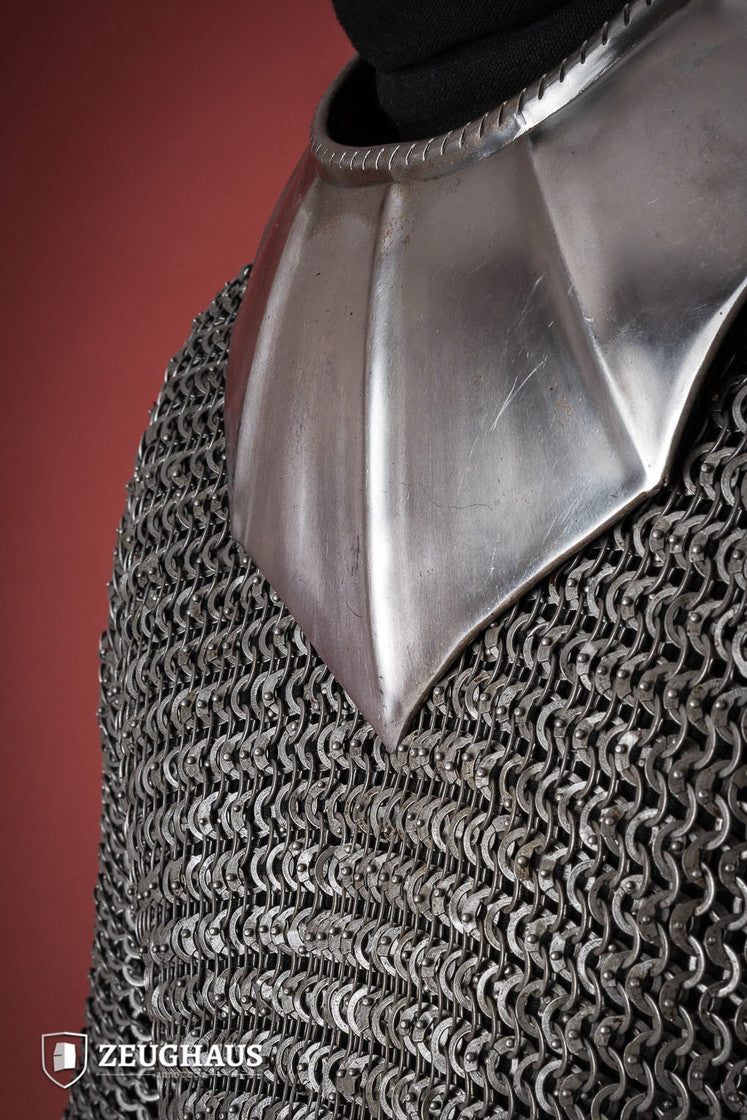 Gothic Gorget Neck Armor - 1.6mm Polished Steel for Medieval LARP, Cosplay & Renaissance Faires