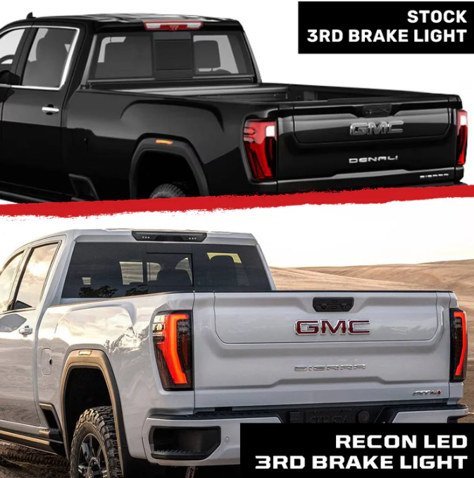 GMC Sierra & Chevy Silverado 1500 2019-2025 3rd Brake Light Kit - Smoked Lens for Cargo Bed Camera Models | Easy Installation & Enhanced Safety for Truck Accessories