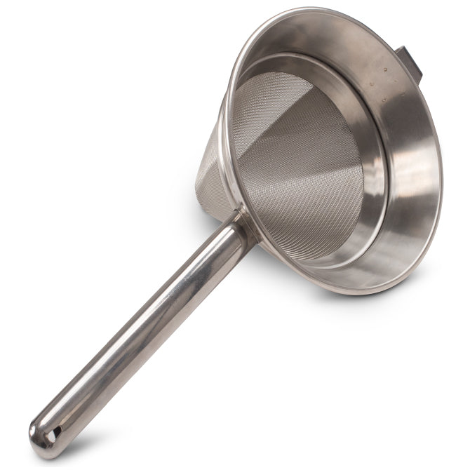8-Inch Bouillon Strainer - Fine Mesh Kitchen Strainer for Broth, Soup & Stock - Perfect for Cooking, Canning & Food Prep
