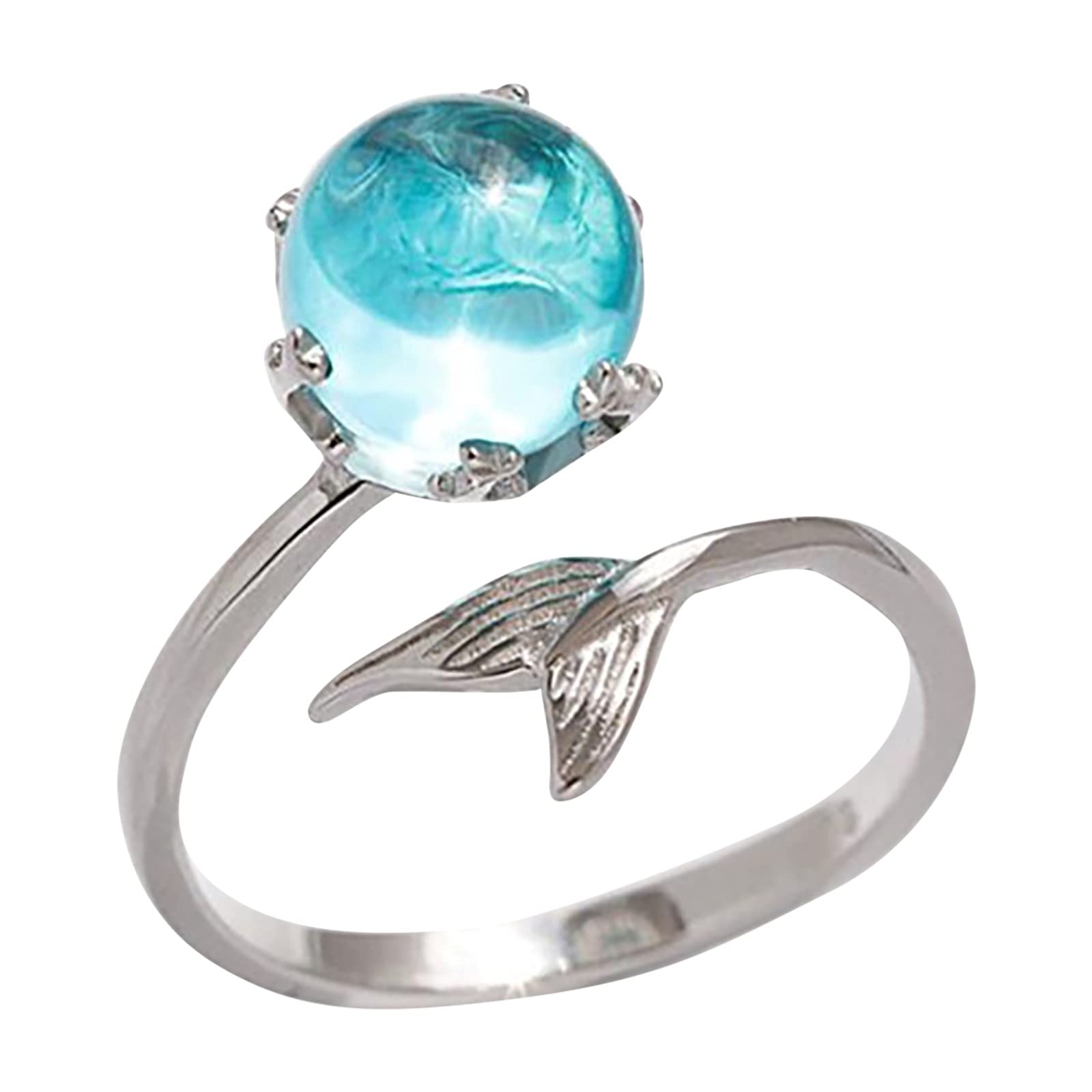 Mermaid Fashion Ring for Women - Elegant Bubble Tail Crystal Couple Rings - Perfect for Date Nights, Parties, and Gifts