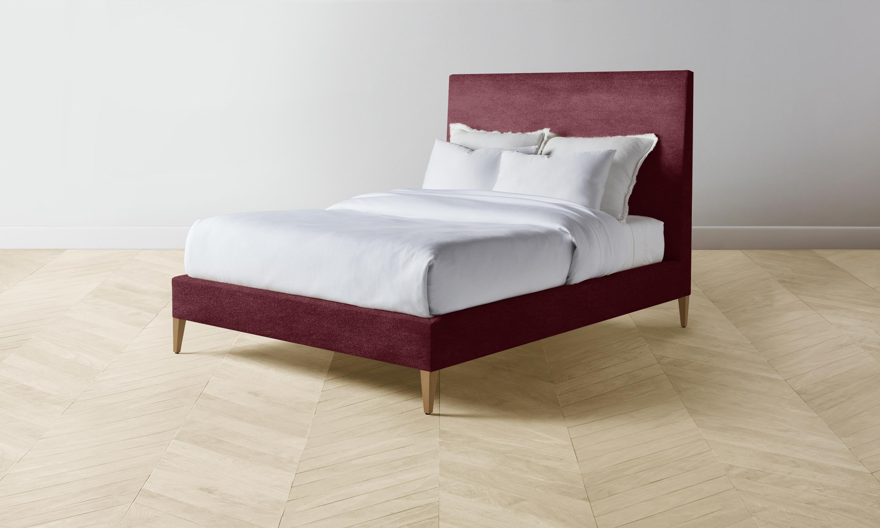 Essex Bed - Luxurious Performance Velvet in Merlot Red | Perfect for Modern Bedrooms & Master Suites