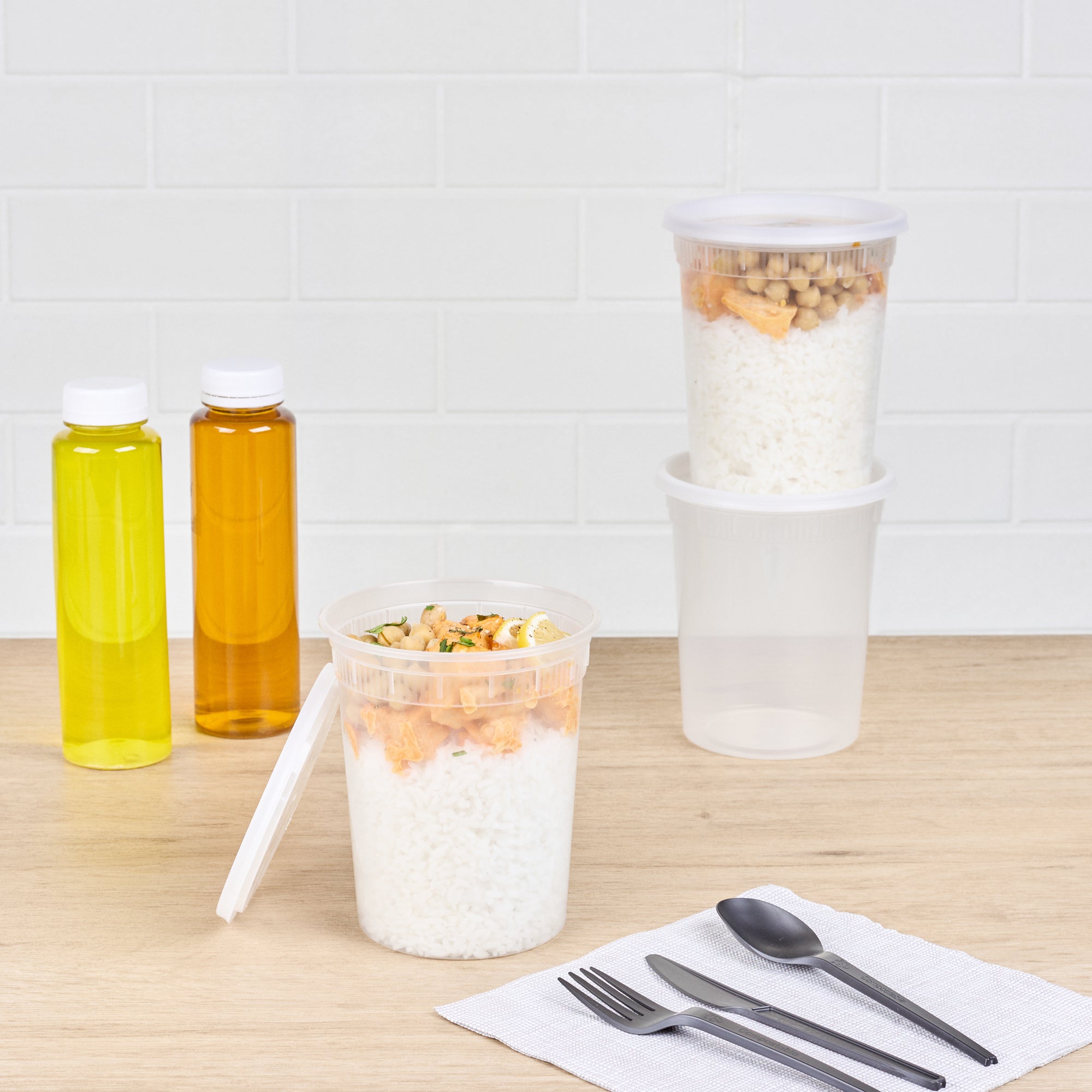 32 oz Round Clear PP Microwave-Safe Soup Containers with Lids (25-Pack) – 4.5
