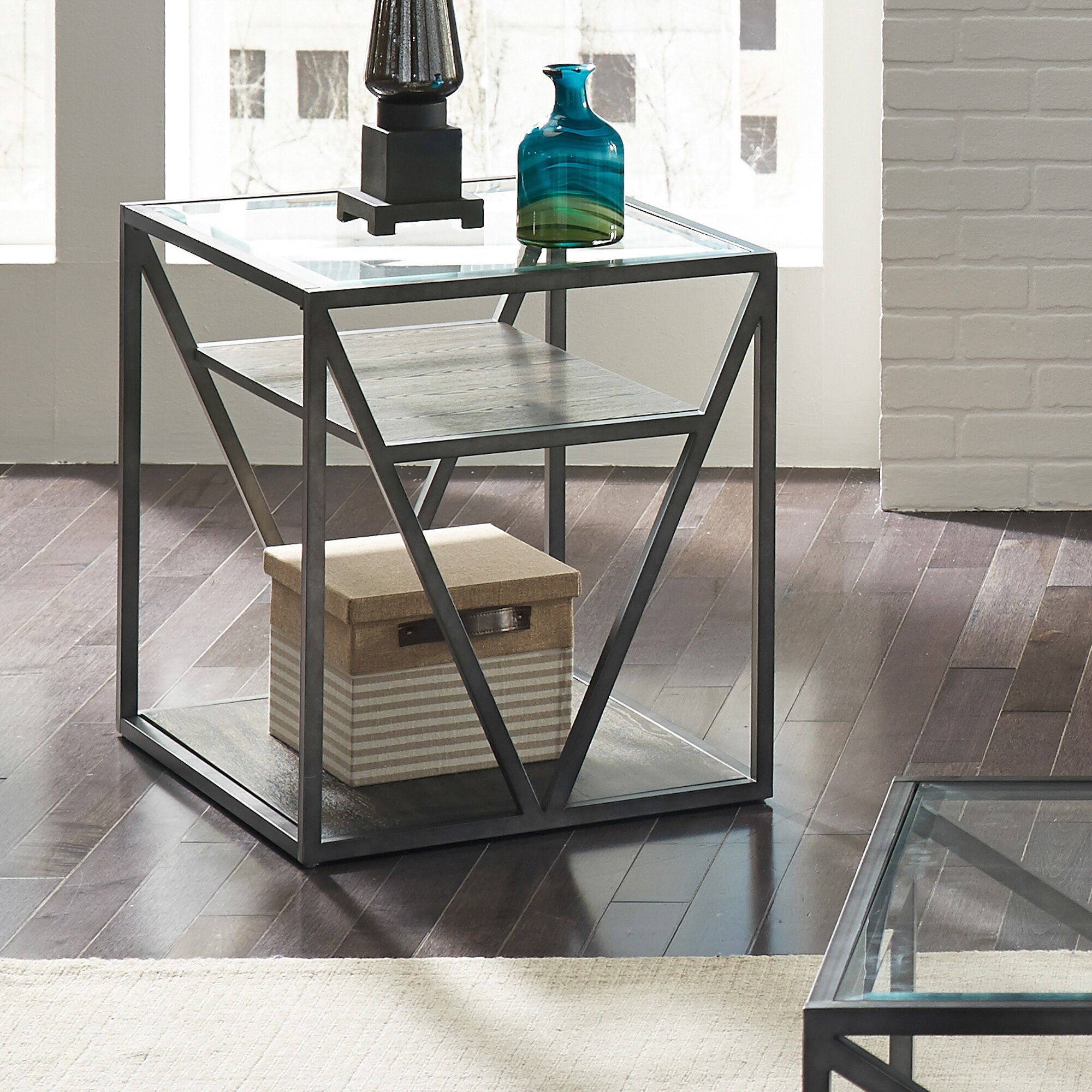 Modern Arista End Table - Small Nightstand with Storage Shelf for Bedroom, Living Room - Perfect for Holding Lamps, Books & Decor