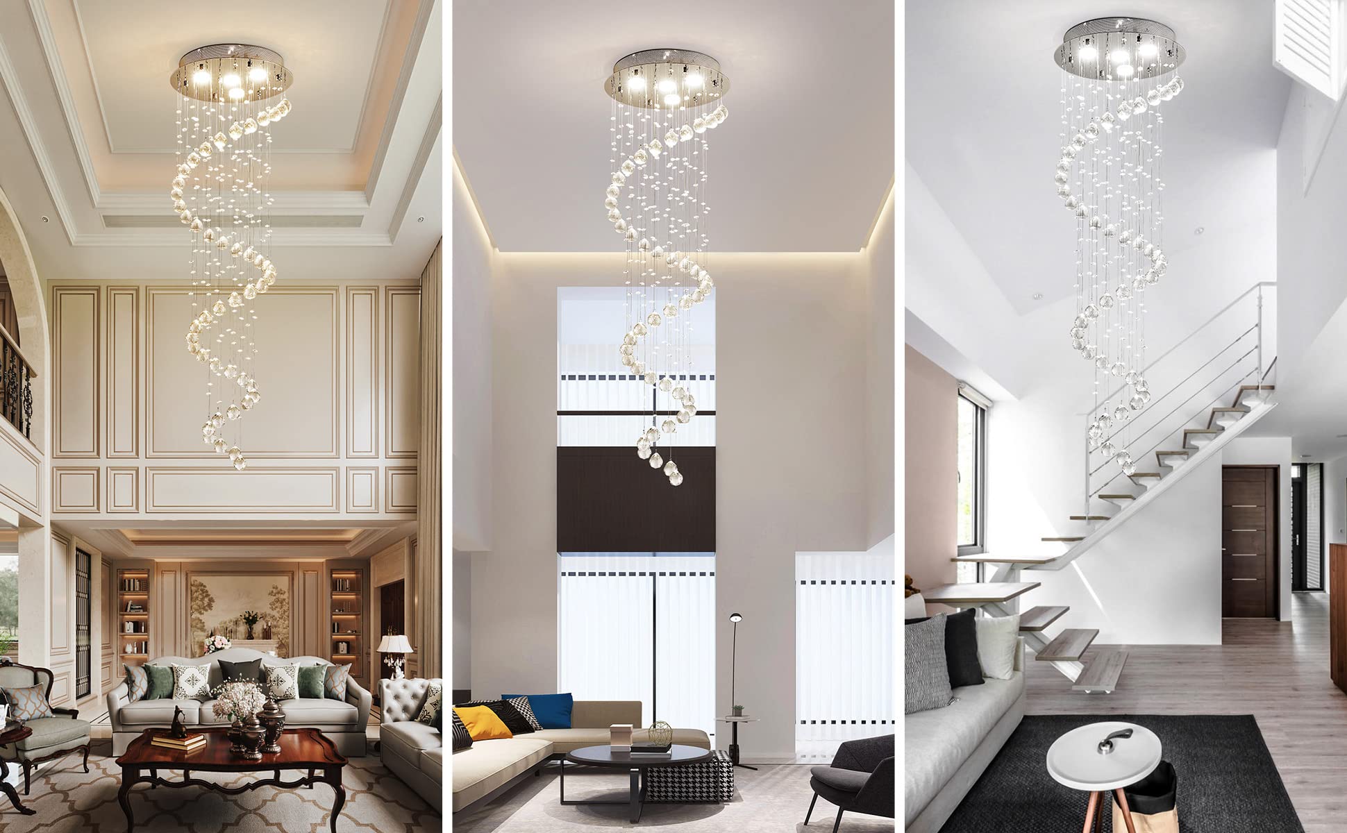 Modern Crystal Chandelier 4-Light Pendant - 50