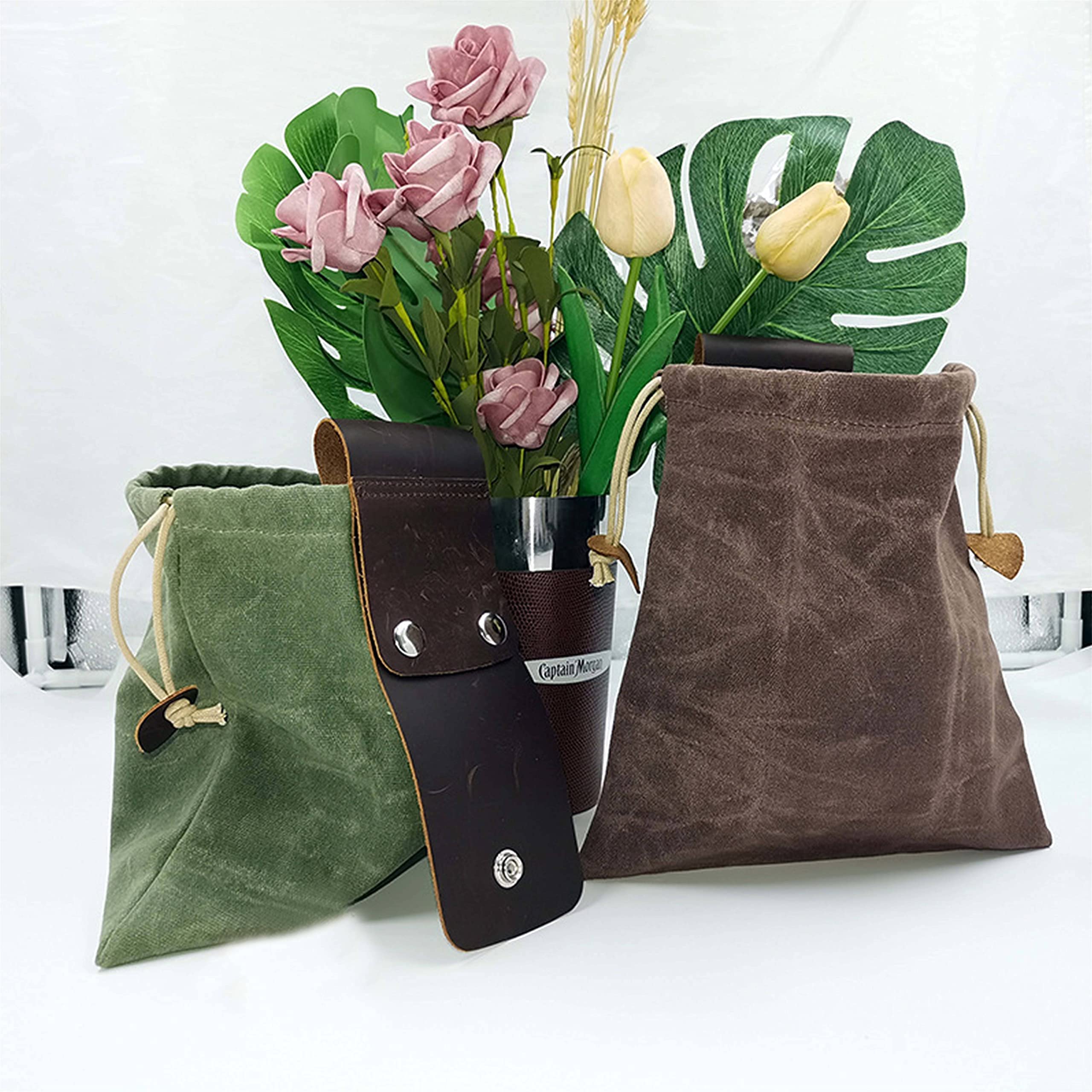 Durable Canvas Fruit Picking Bag - Multi-Purpose Outdoor Storage Pouch for Harvesting, Shell Collecting & Accessories (Brown) - Perfect for Gardening, Beachcombing & Camping Trips