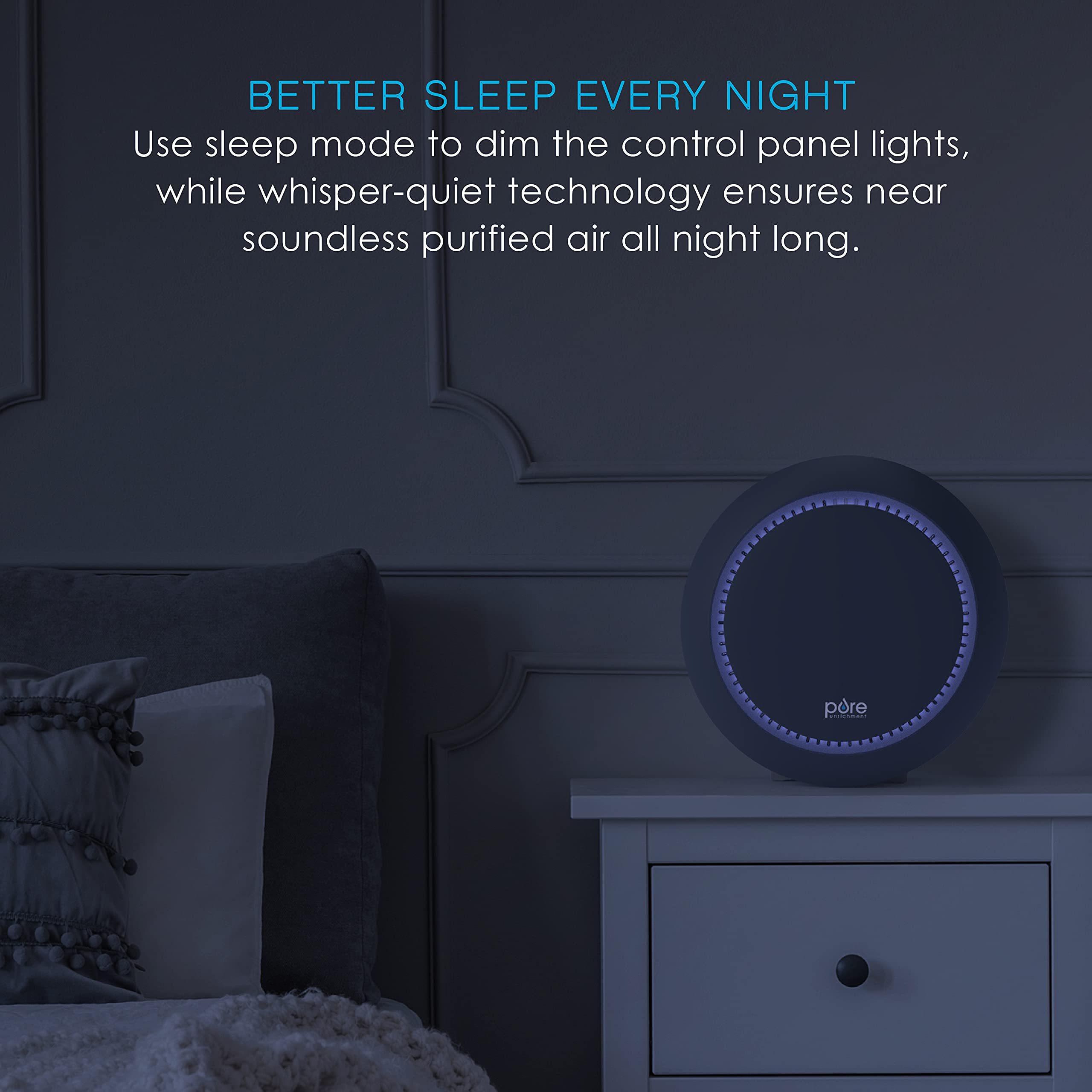Pure Enrichment PureZone Halo Medium Room Air Purifier with 2-Stage Filtration - Removes Smoke, Pollen, Dust & Pet Dander | Compact Design for Bedroom, Office & Living Room (Graphite)
