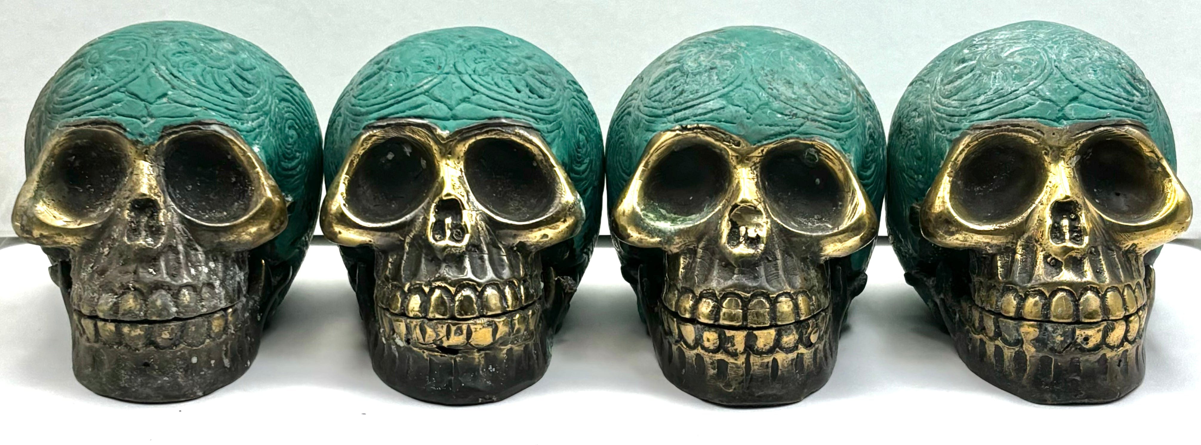 Handmade Bronze Skull Sculpture - Gothic Decor, Unique Home & Office Art, Perfect for Halloween & Dark Aesthetic Lovers