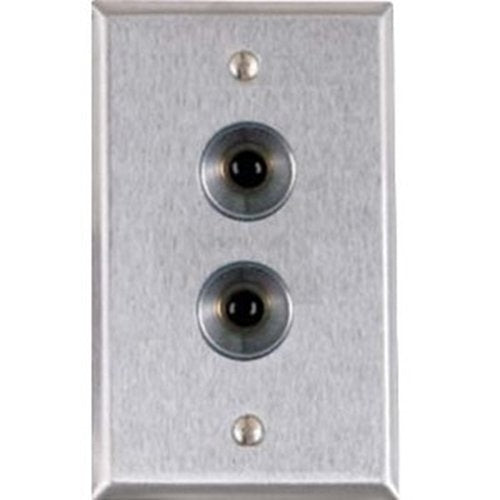 Alarm Controls RP 27A Stainless Steel Remote Wall Plate - 2 N/C Black Push Buttons with Guard Ring, Single Gang | Home Security & Industrial Alarm System Installation