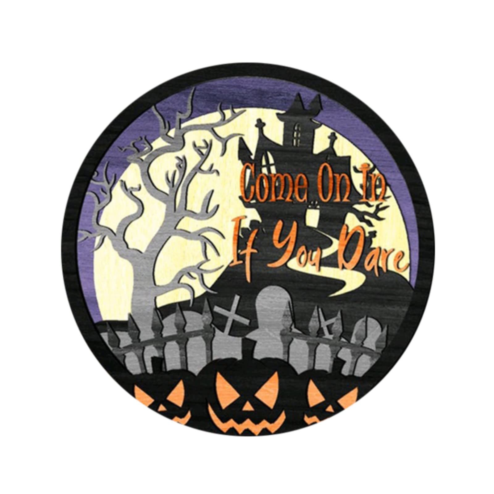 Spooky Halloween Door Hangers - 9.84x9.84 Inch PVC Letter Hanging Decorations with Wooden Holiday Signs | Perfect for Front Door, Porch, and Indoor Halloween Party Decor